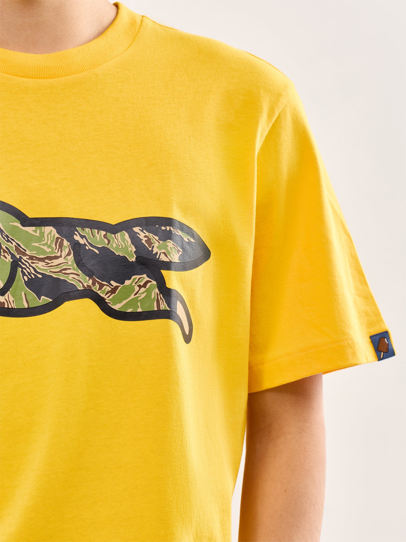 Tiger Stripe Running Dog T-Shirt Yellow