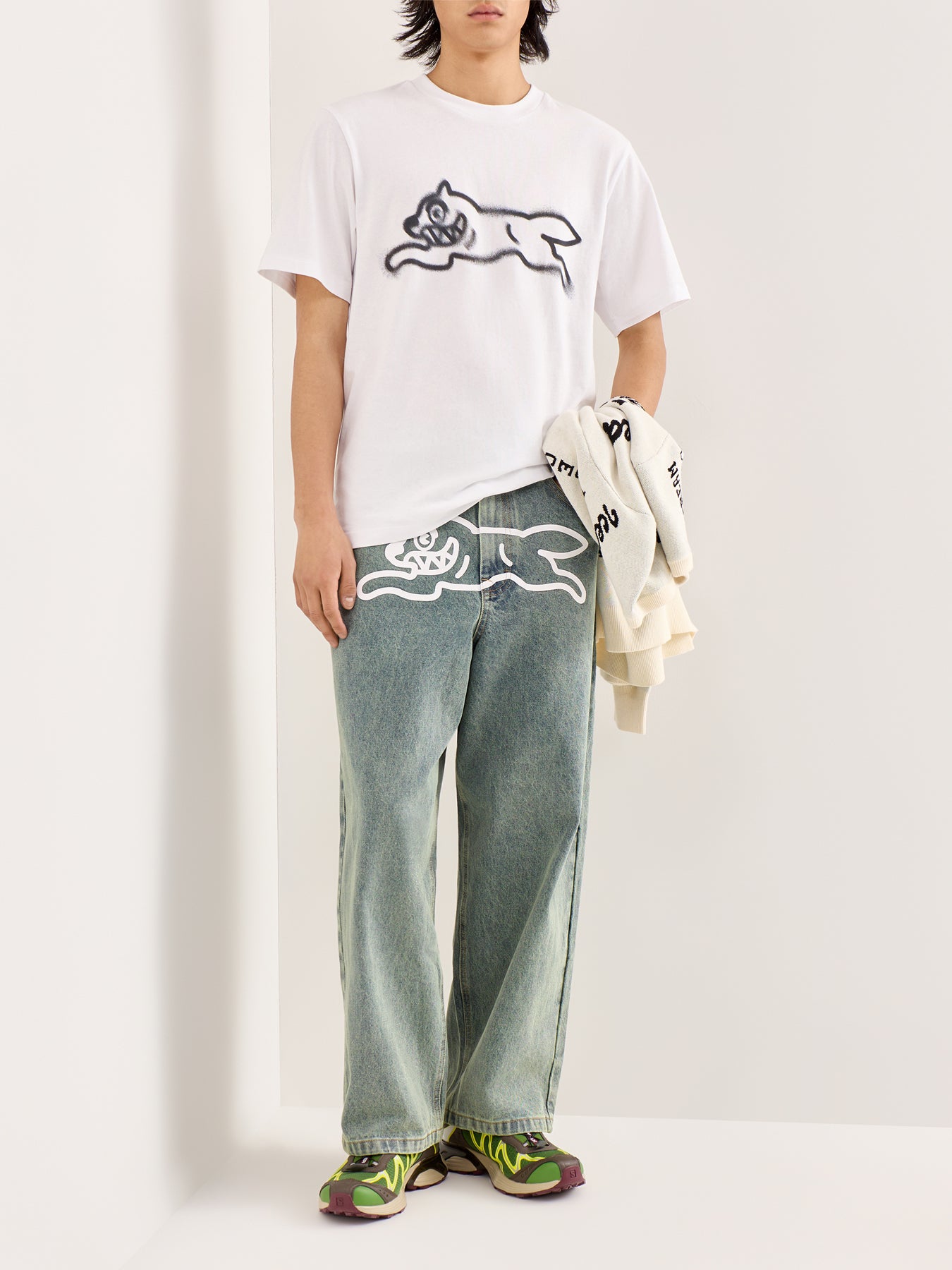 Spray Paint Running Dog T-Shirt White