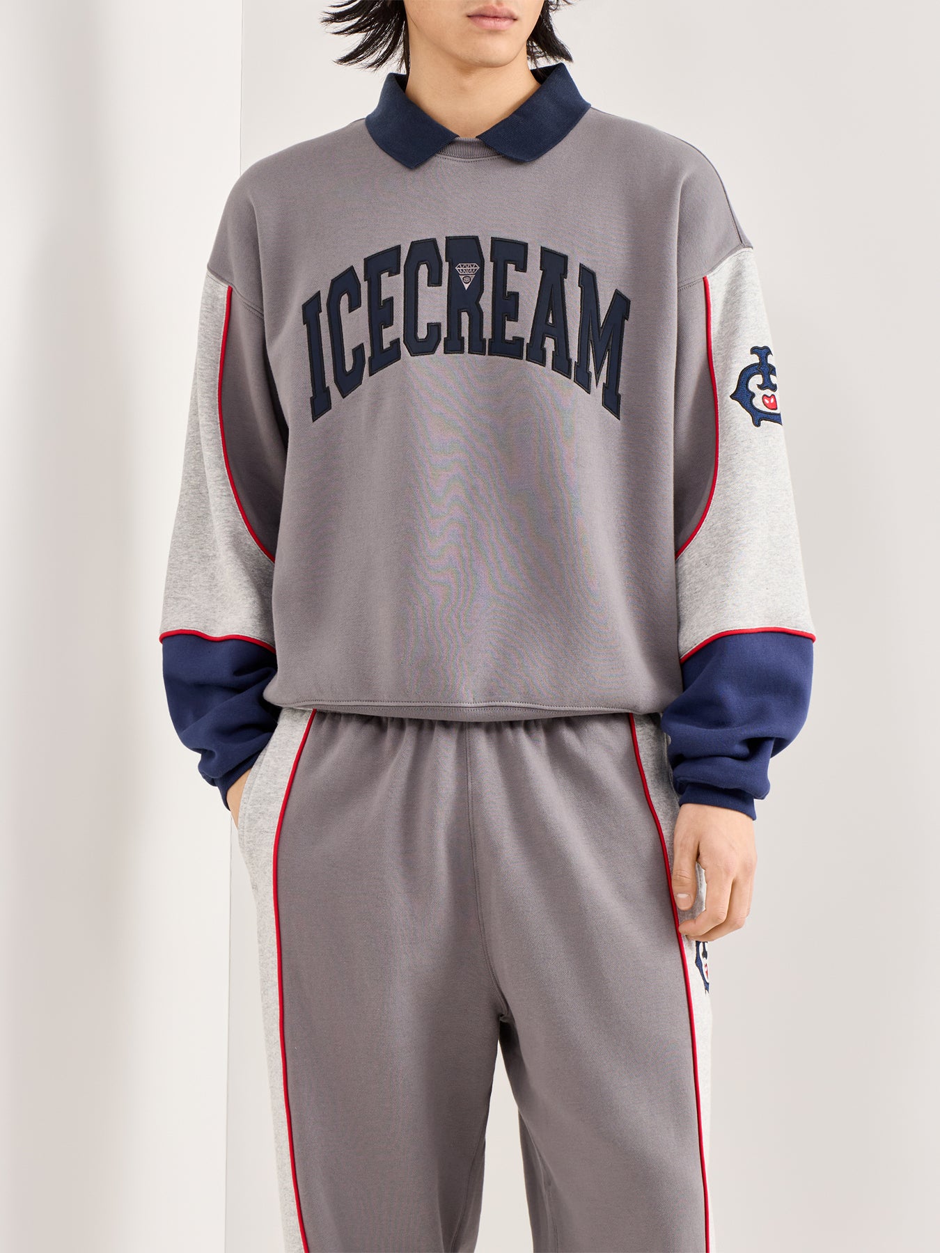 Collared Warm-Up Sweatshirt Grey