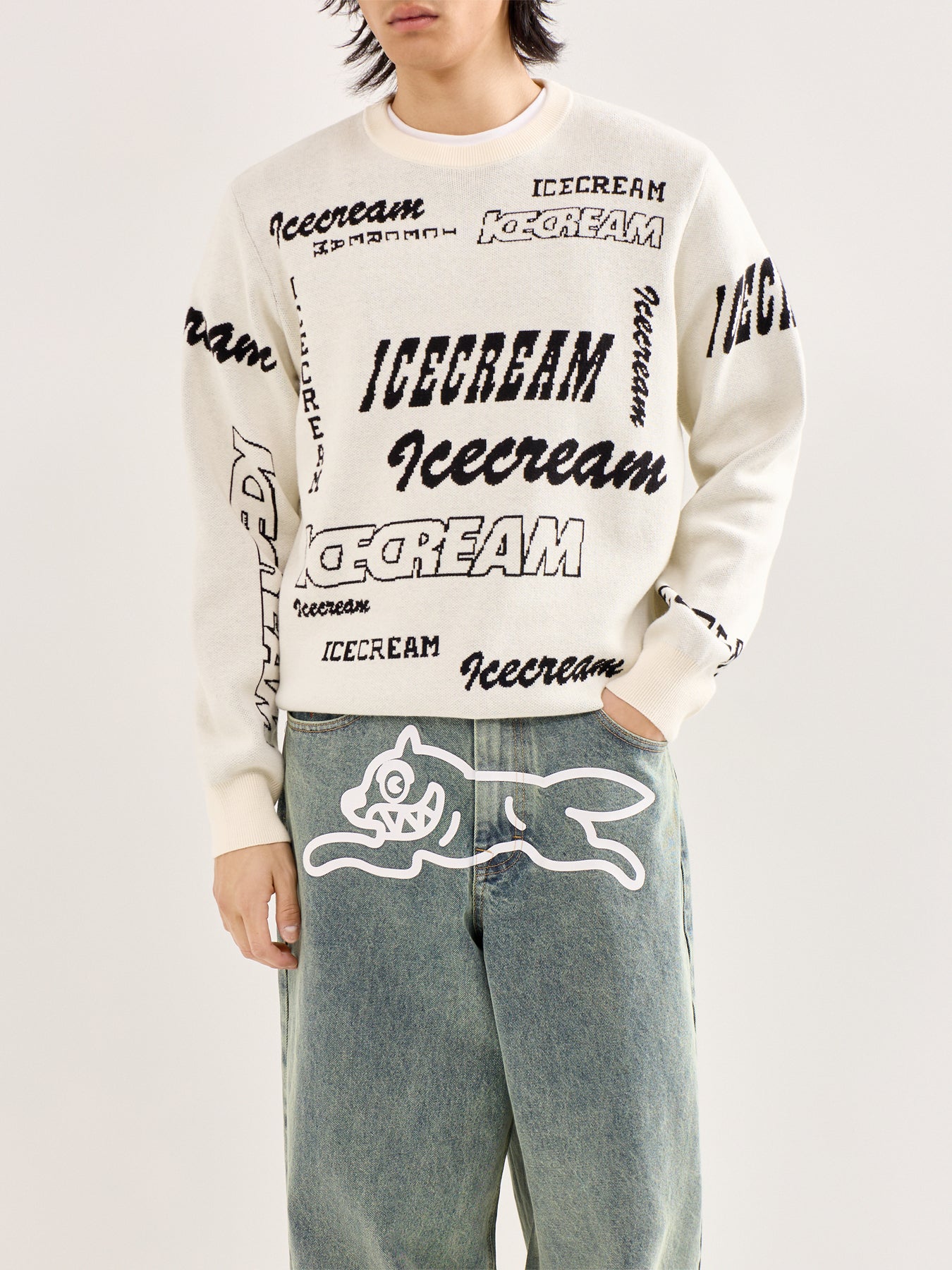 Logo Knitted Crewneck Cream