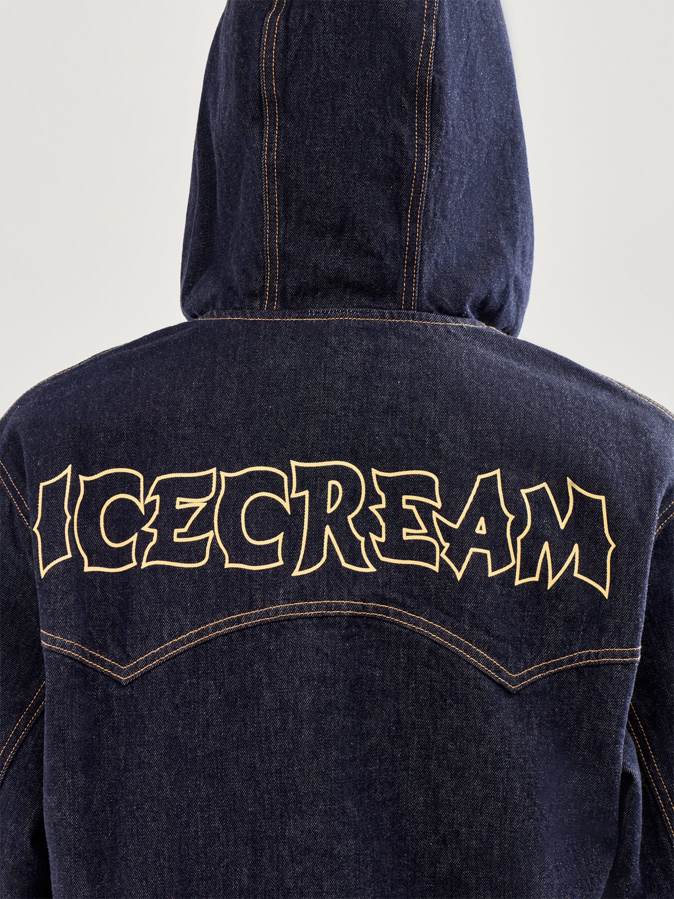 Western Panelled Zip Through Denim Jacket Indigo