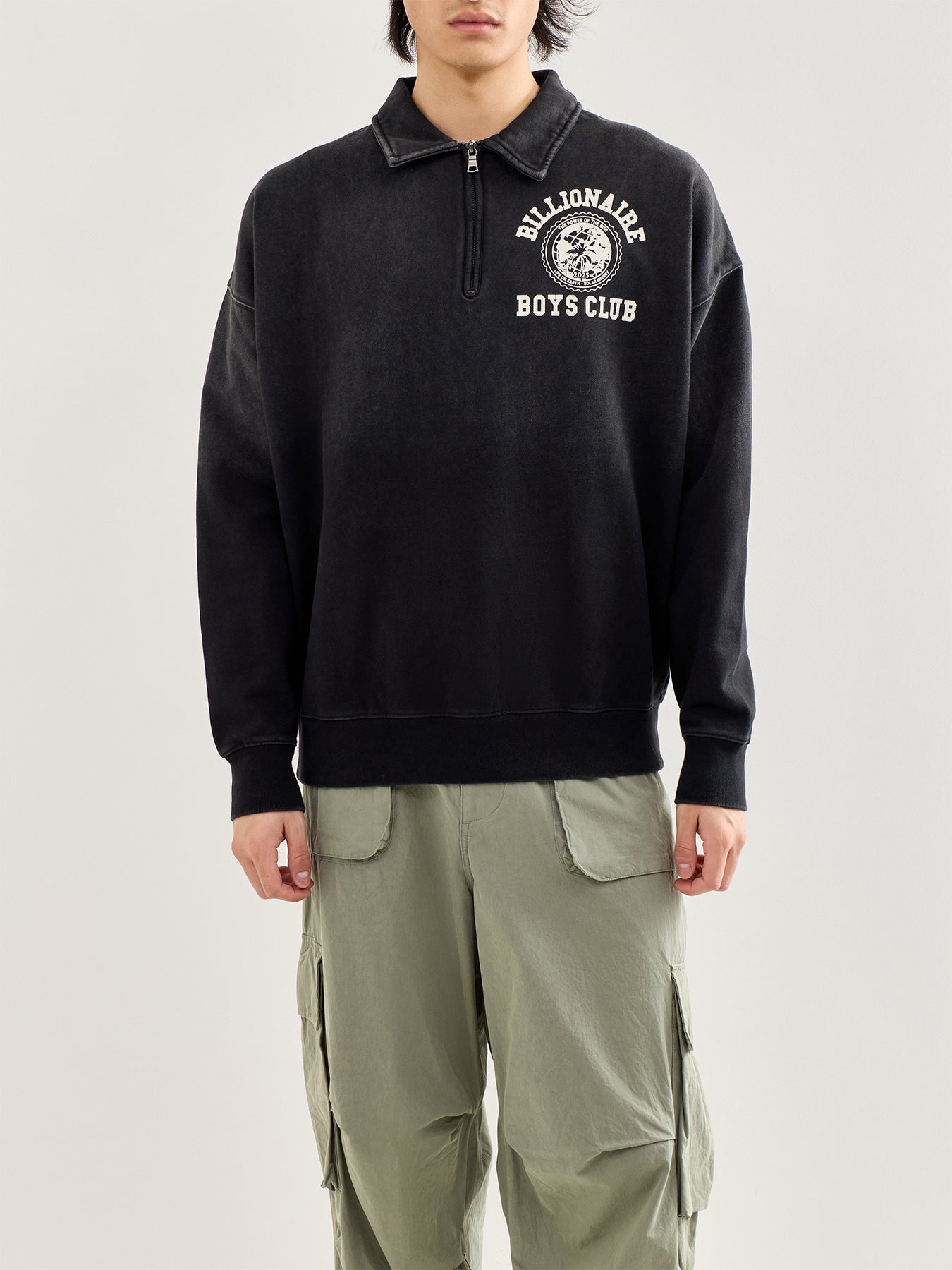 World College Washed Quarter Zip Sweatshirt Black