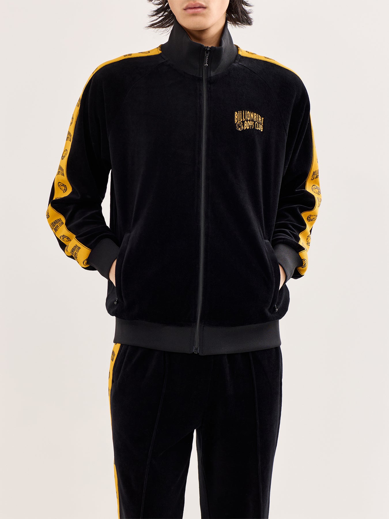 Small Arch Logo Velour Track Top Black