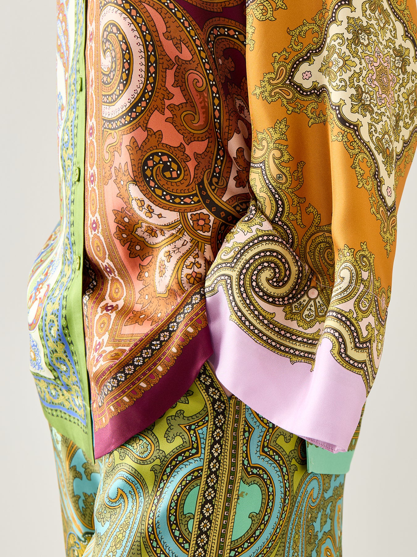 Clemenza Spliced Multi Colour Silk Shirt