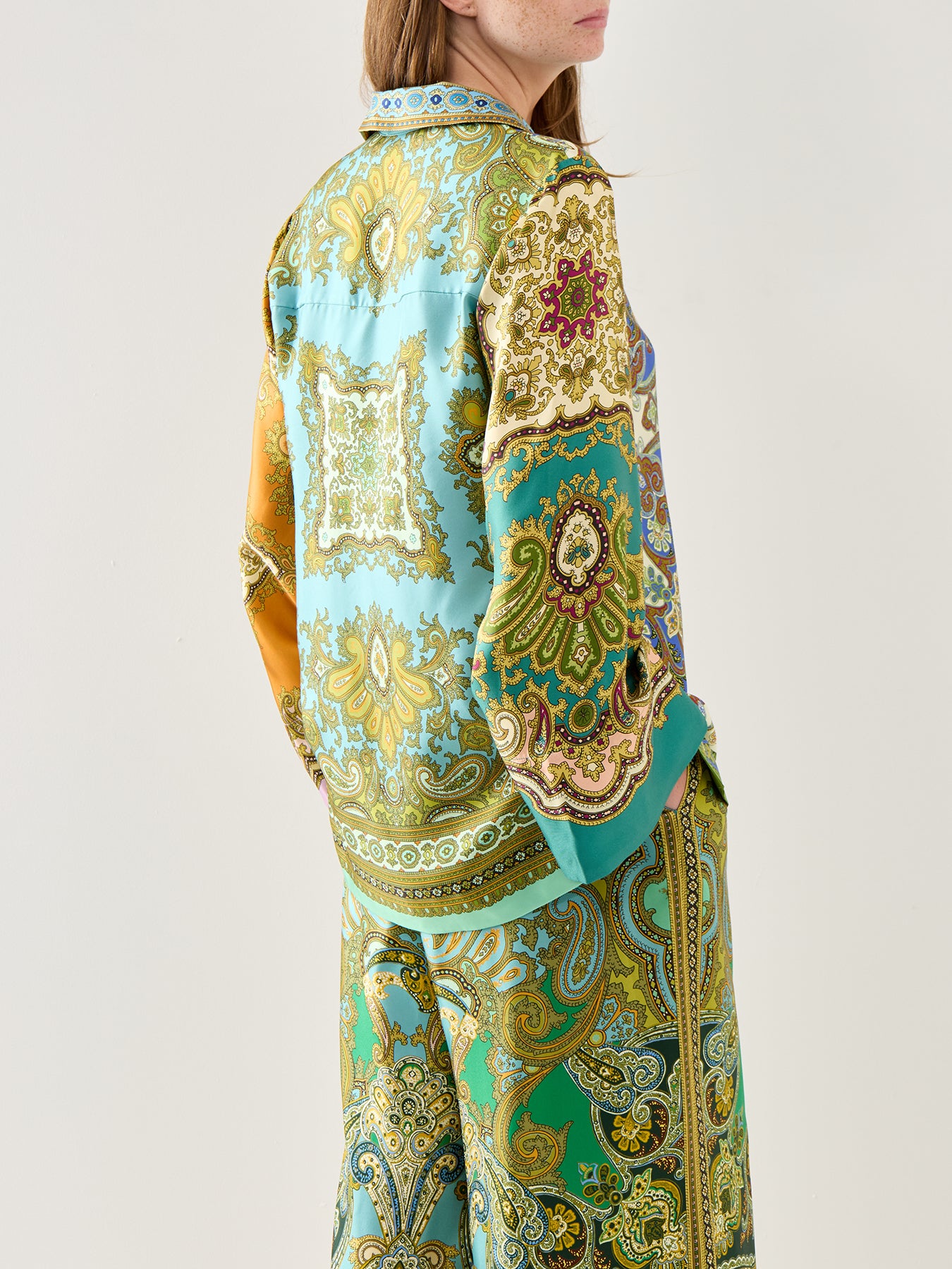 Clemenza Spliced Multi Colour Silk Shirt