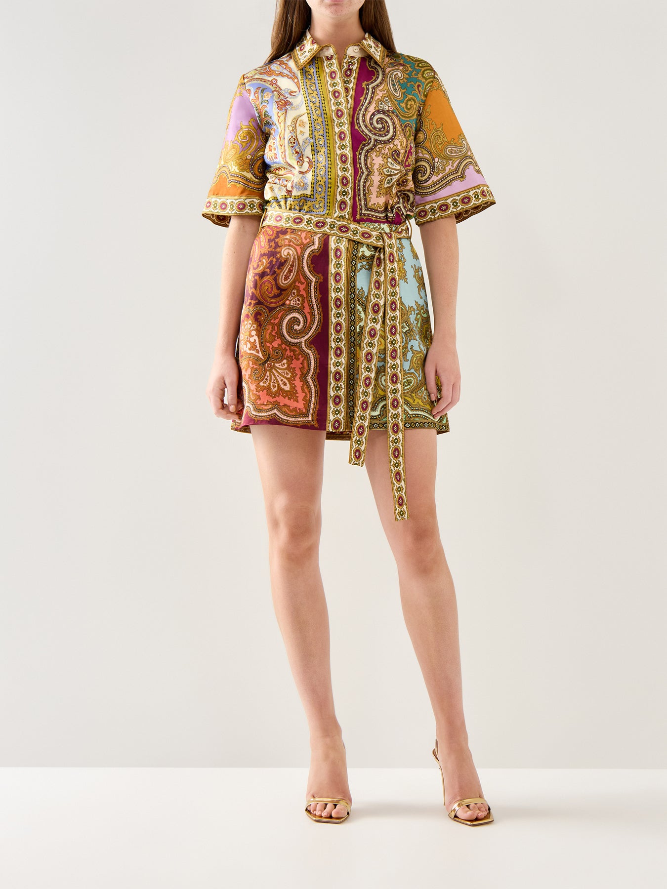 Clemenza Spliced Multi Colour Mini Dress