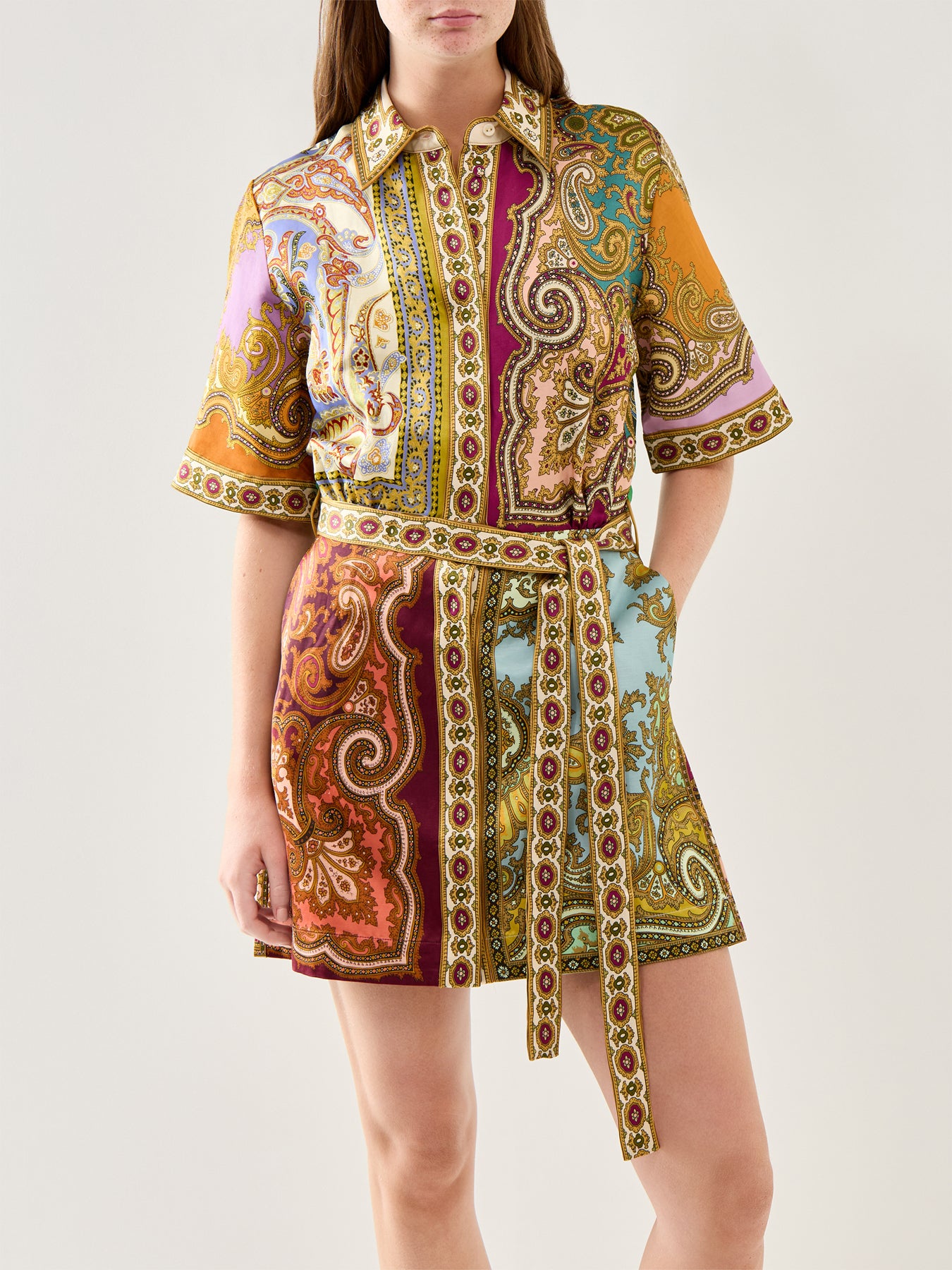 Clemenza Spliced Multi Colour Mini Dress