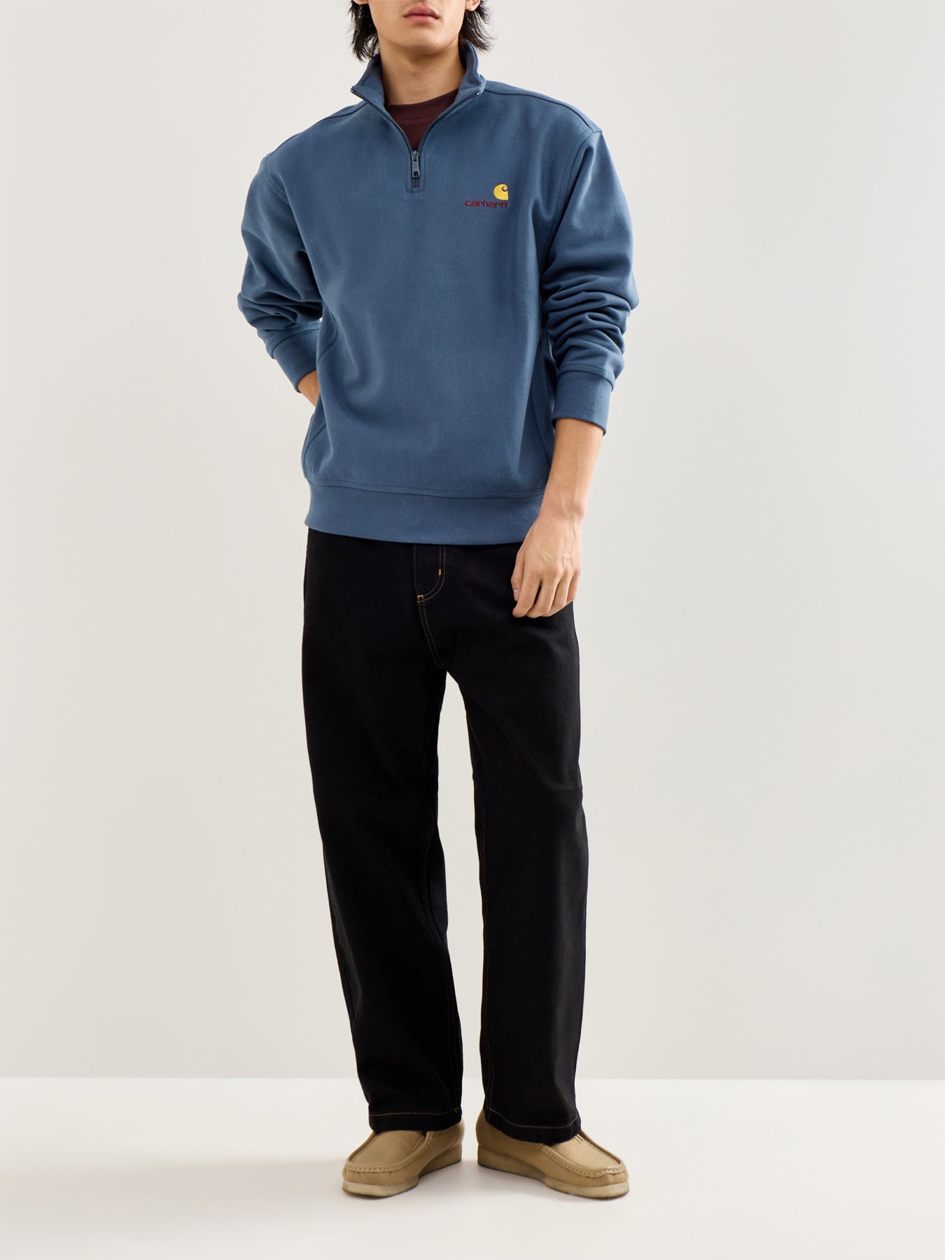 American Script Half Zip Sweatshirt Blue