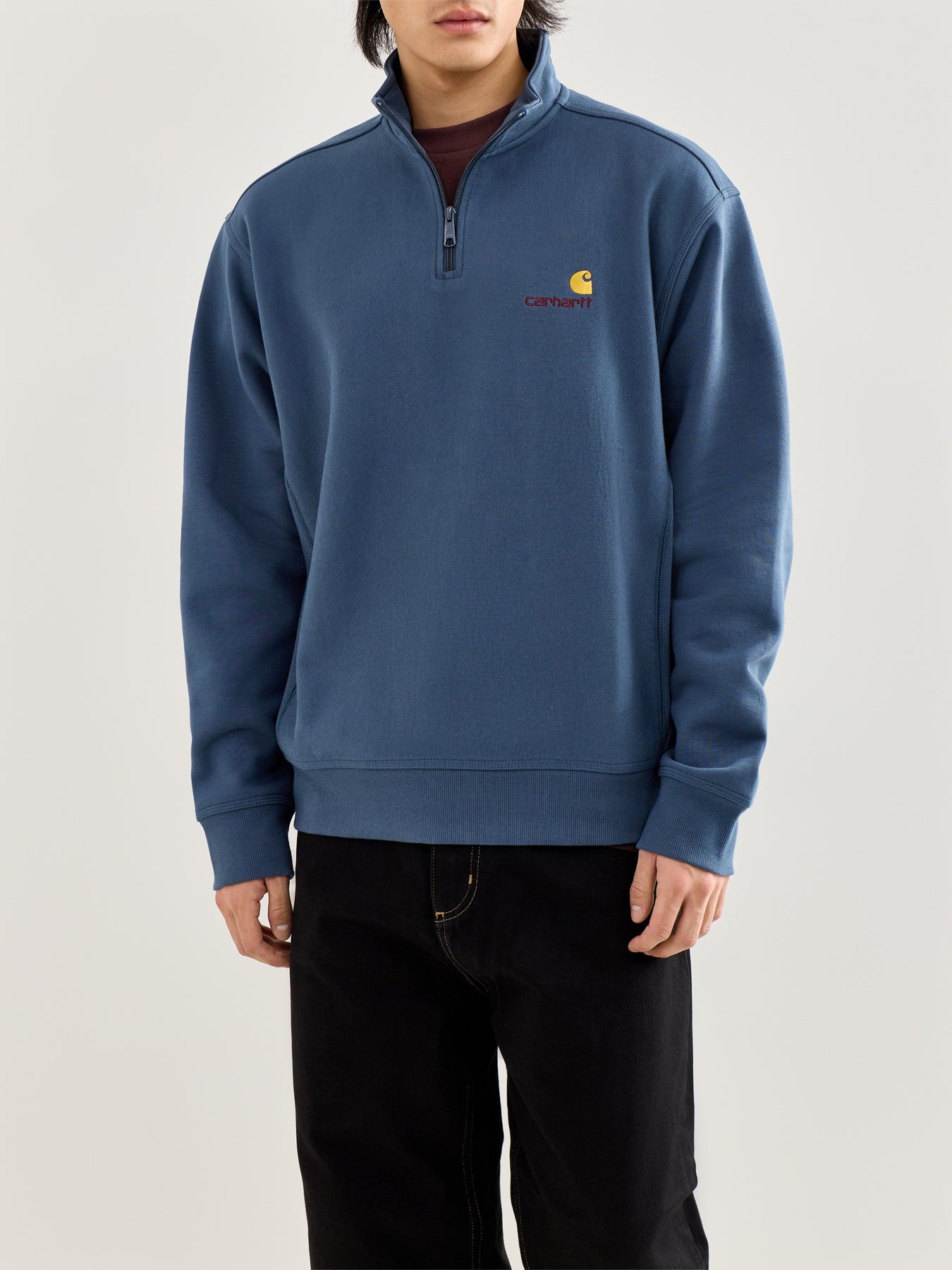 American Script Half Zip Sweatshirt Blue