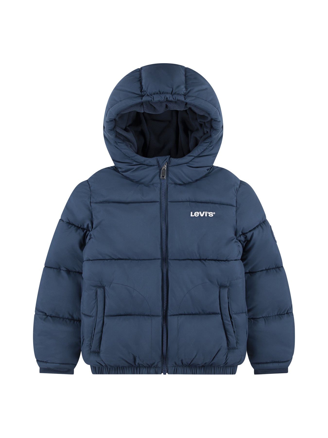 Puffer Jacket With Hoddie Logo Blue