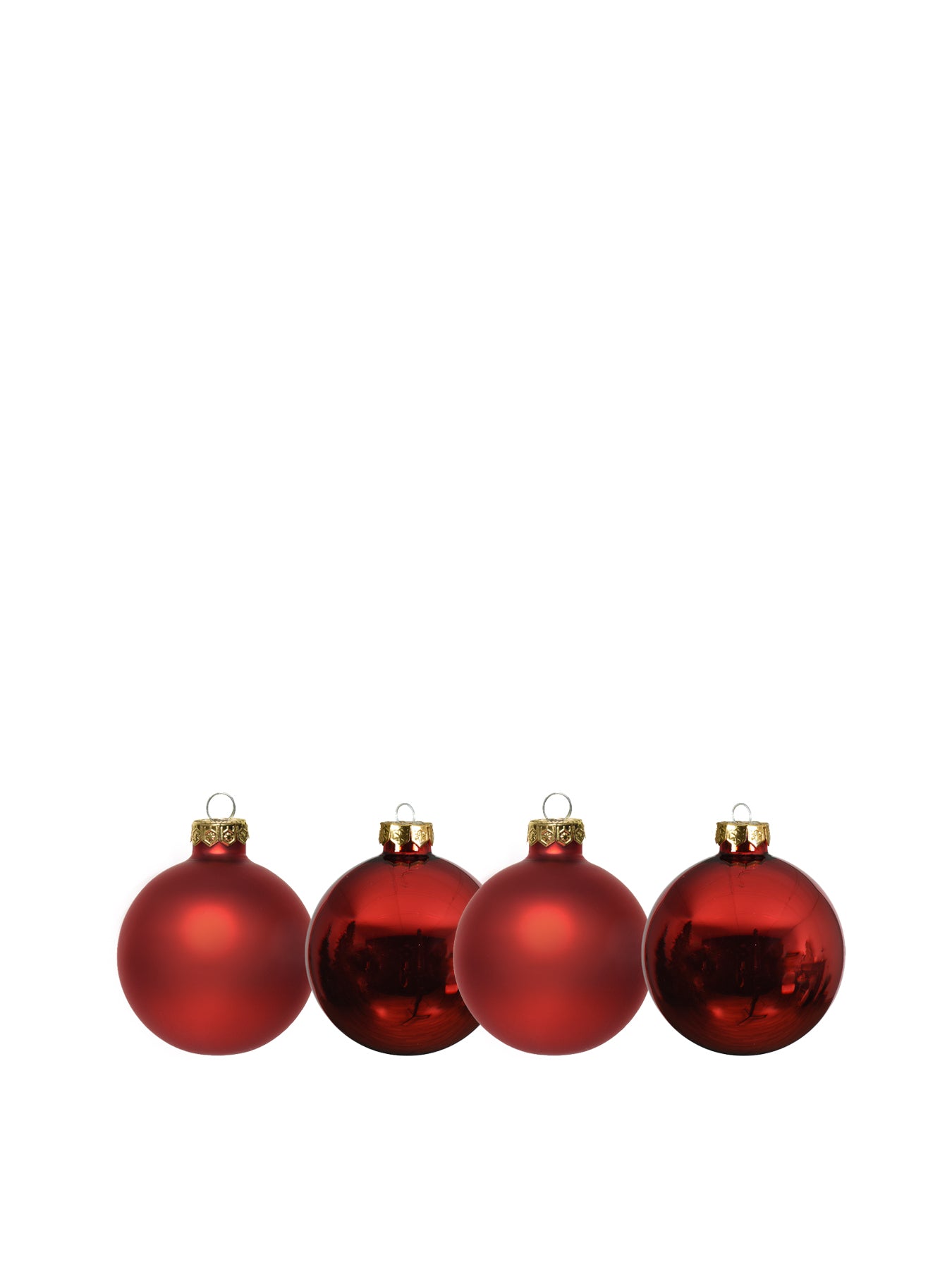 Red Glass Mixed Finish Christmas Hanging Baubles