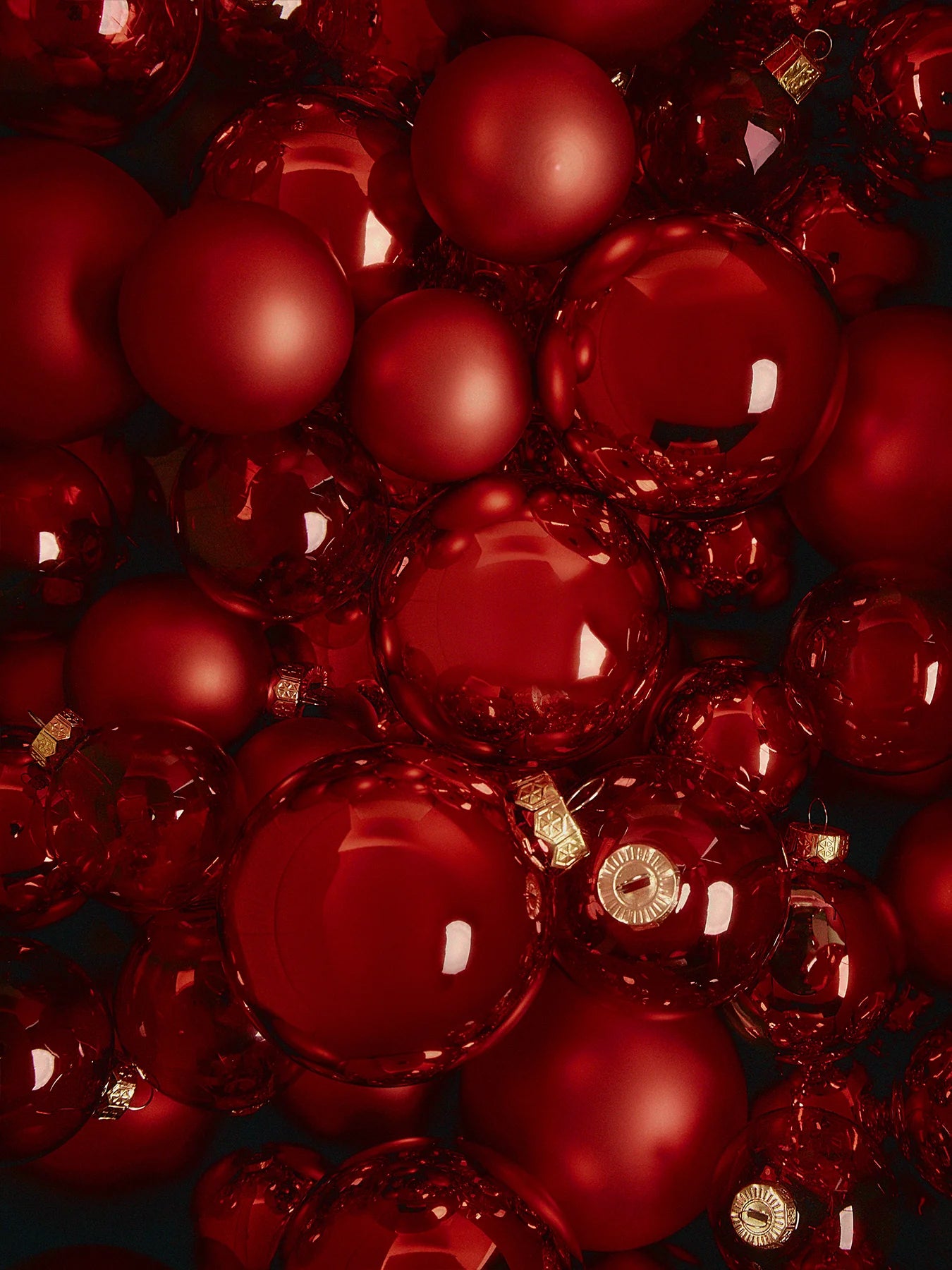 Red Glass Mixed Finish Christmas Hanging Baubles