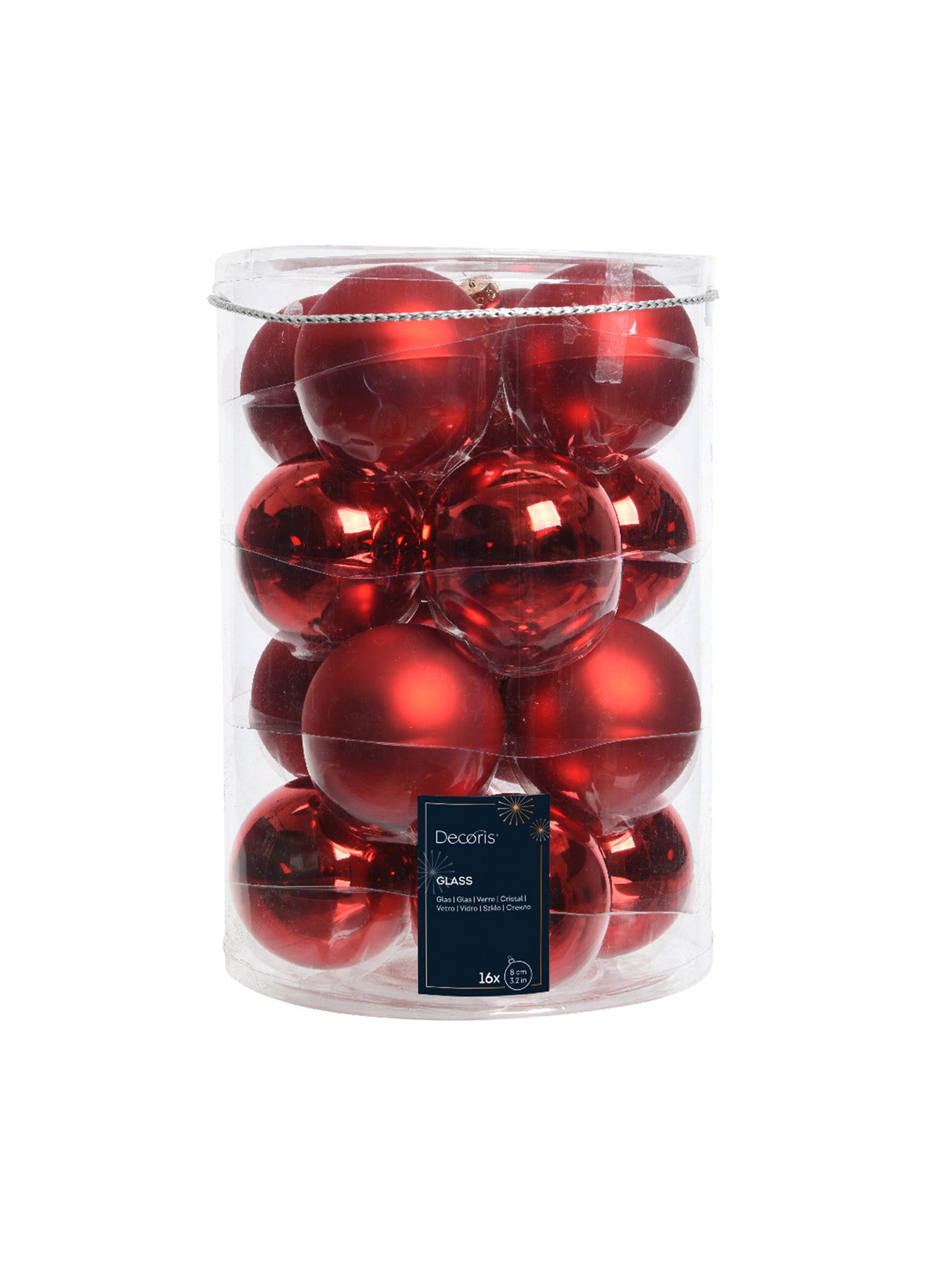 Red Glass Mixed Finish Christmas Hanging Baubles