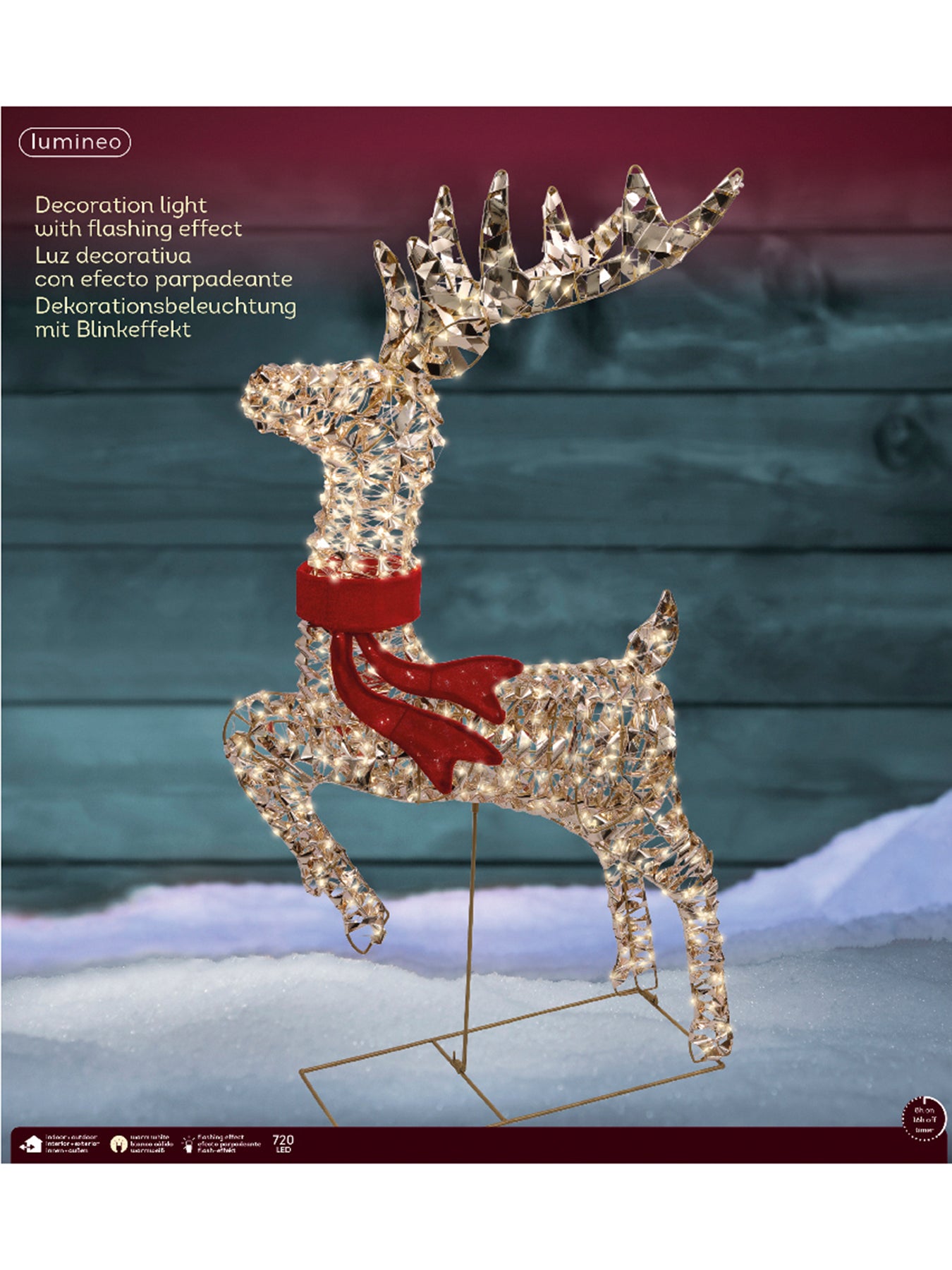 Micro LED Reindeer Flashing Christmas Light Decoration