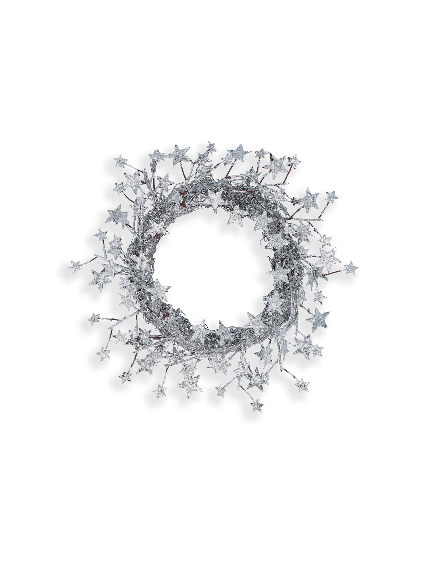 Silver Glitter Star Christmas Wreath