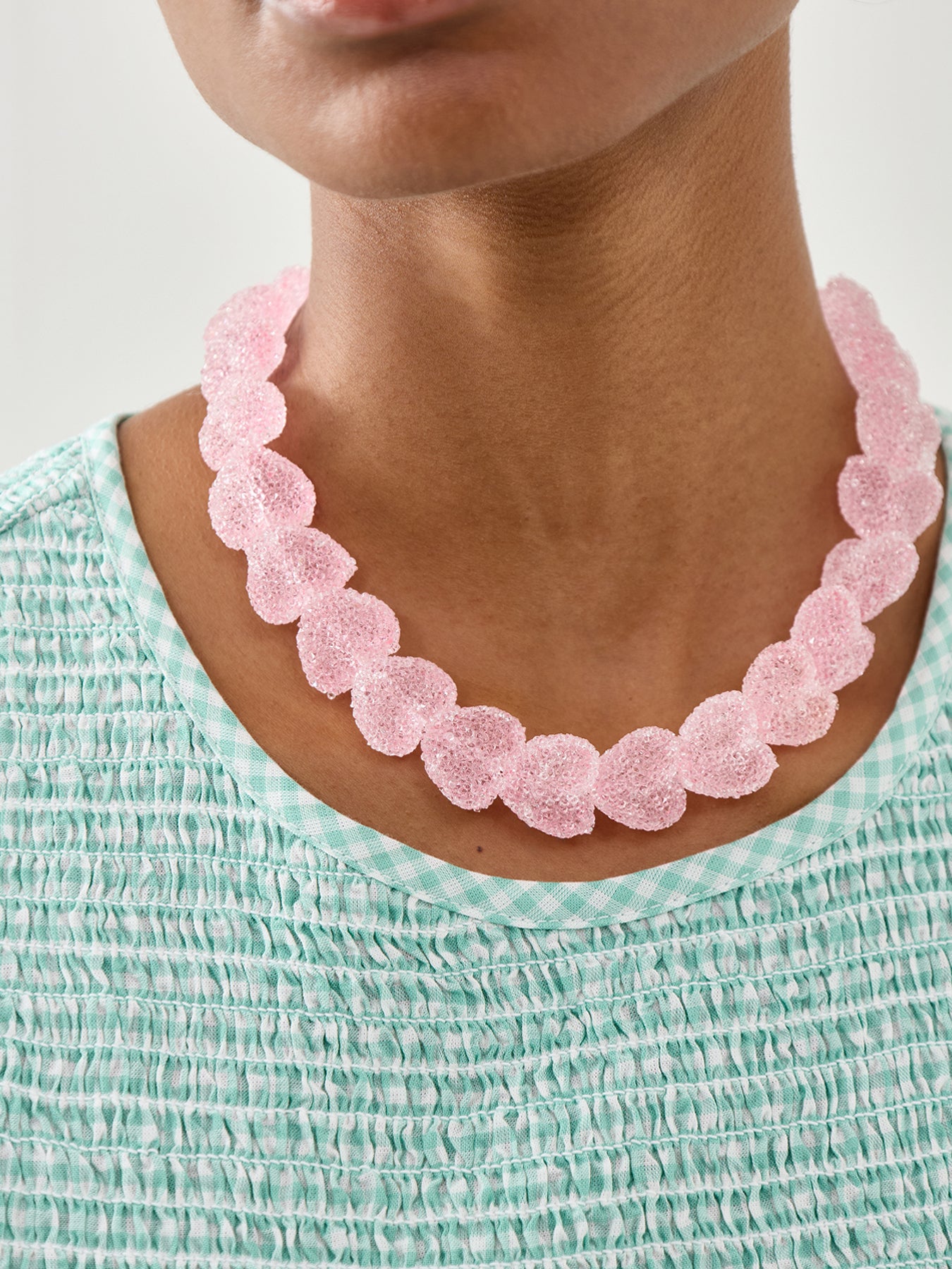 Jelly Heart Choker Necklace 18k Gold/Pink