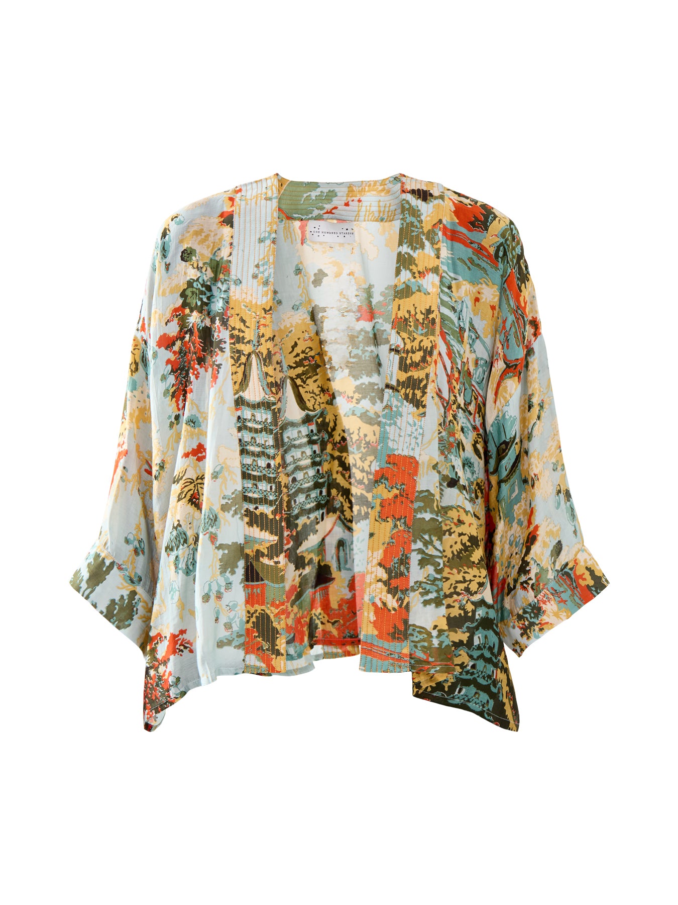 China Tree Aqua Short Kimono