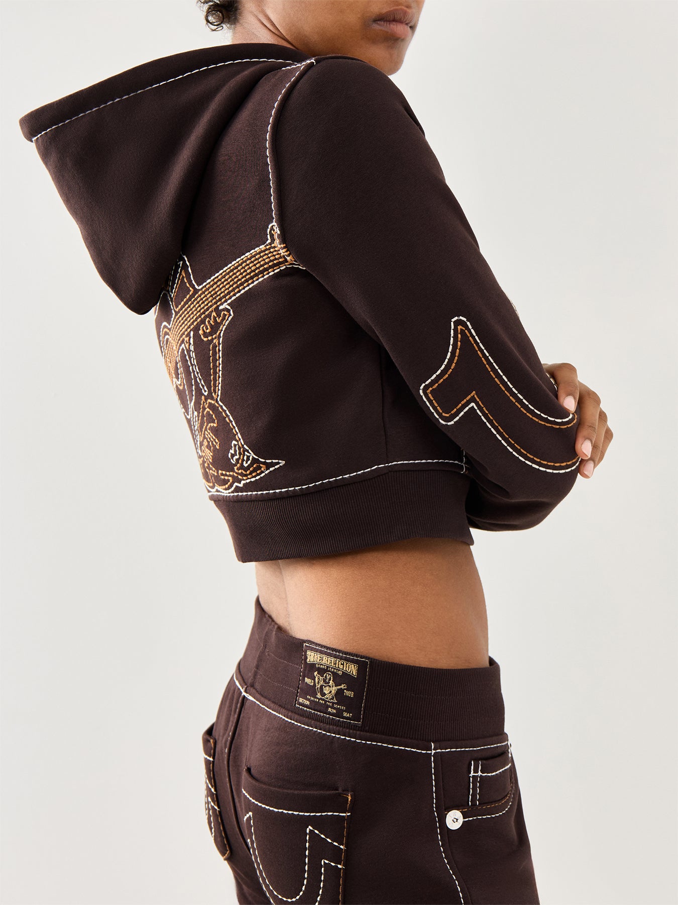 Anniversary Big T Shrunken Hoodie Brown