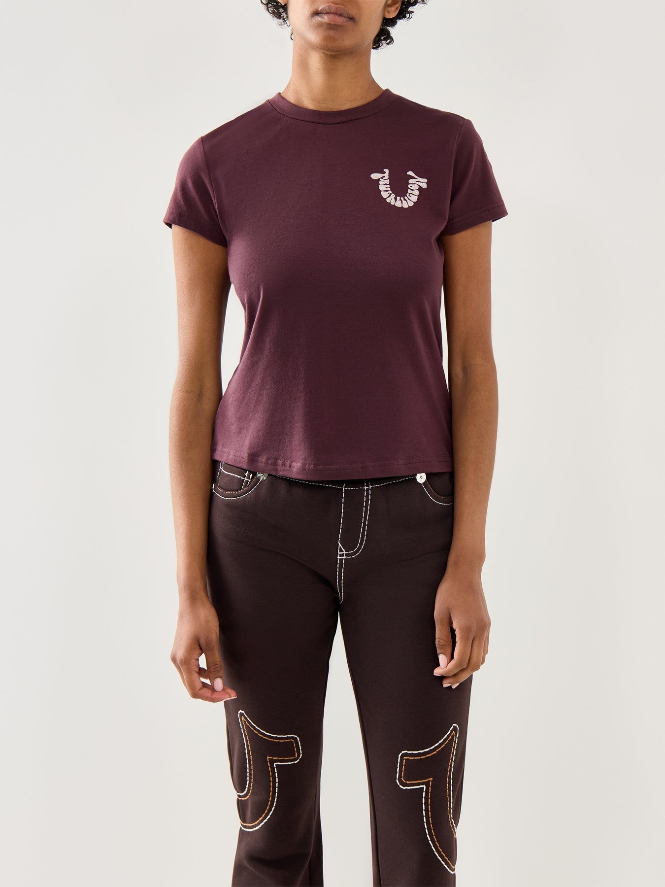 Crystal Crew Tee Brown