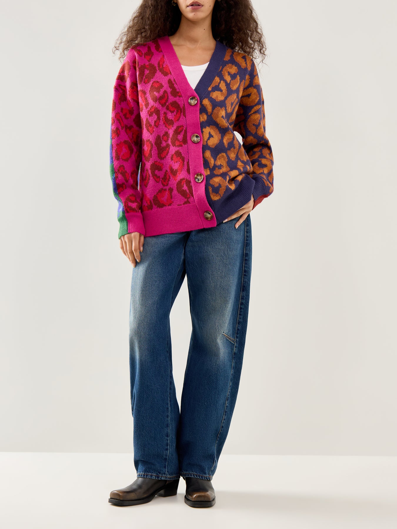 Ikat Knit Cardigan Brown