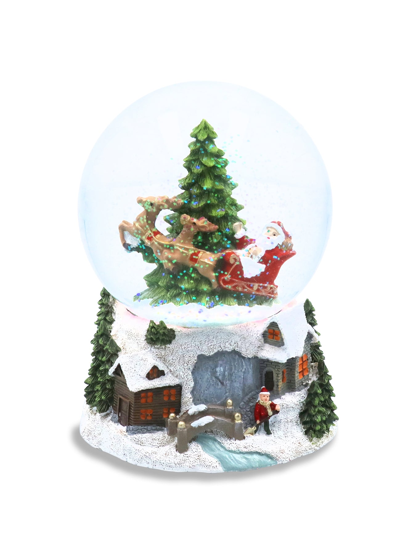 Santa in Sleigh Musical Snow Dome