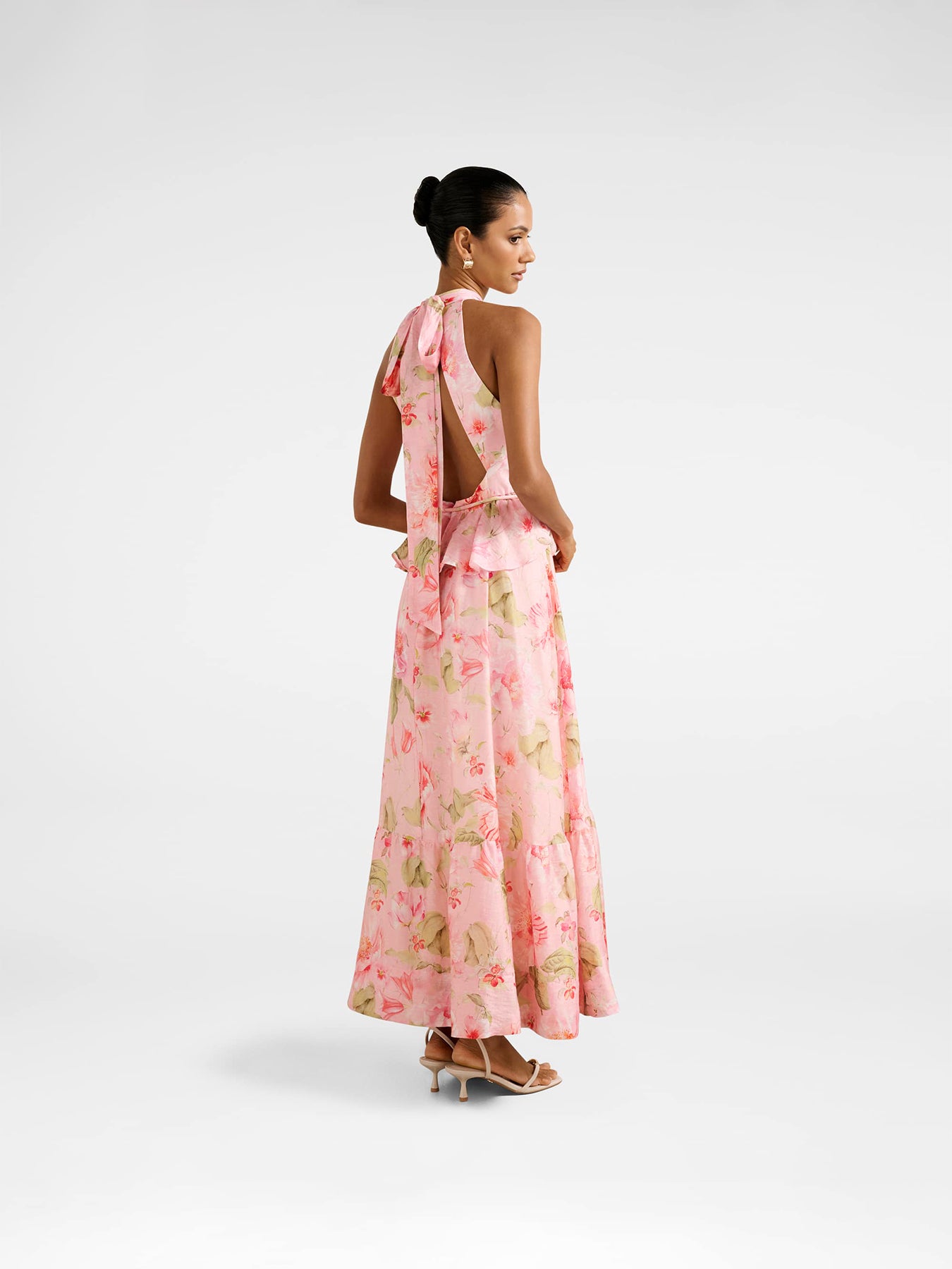 Serena Petite Halter Neck Peplum Midi Dress