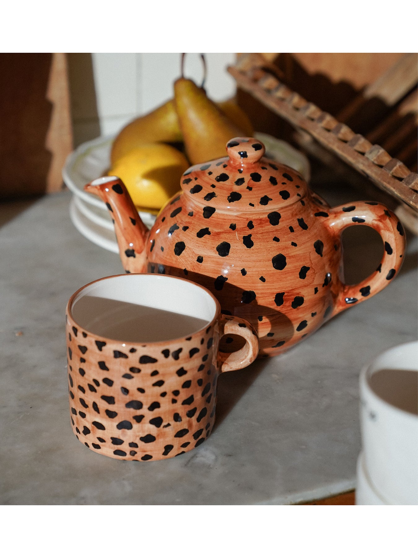 Brown Leopard Print Ceramic Teapot