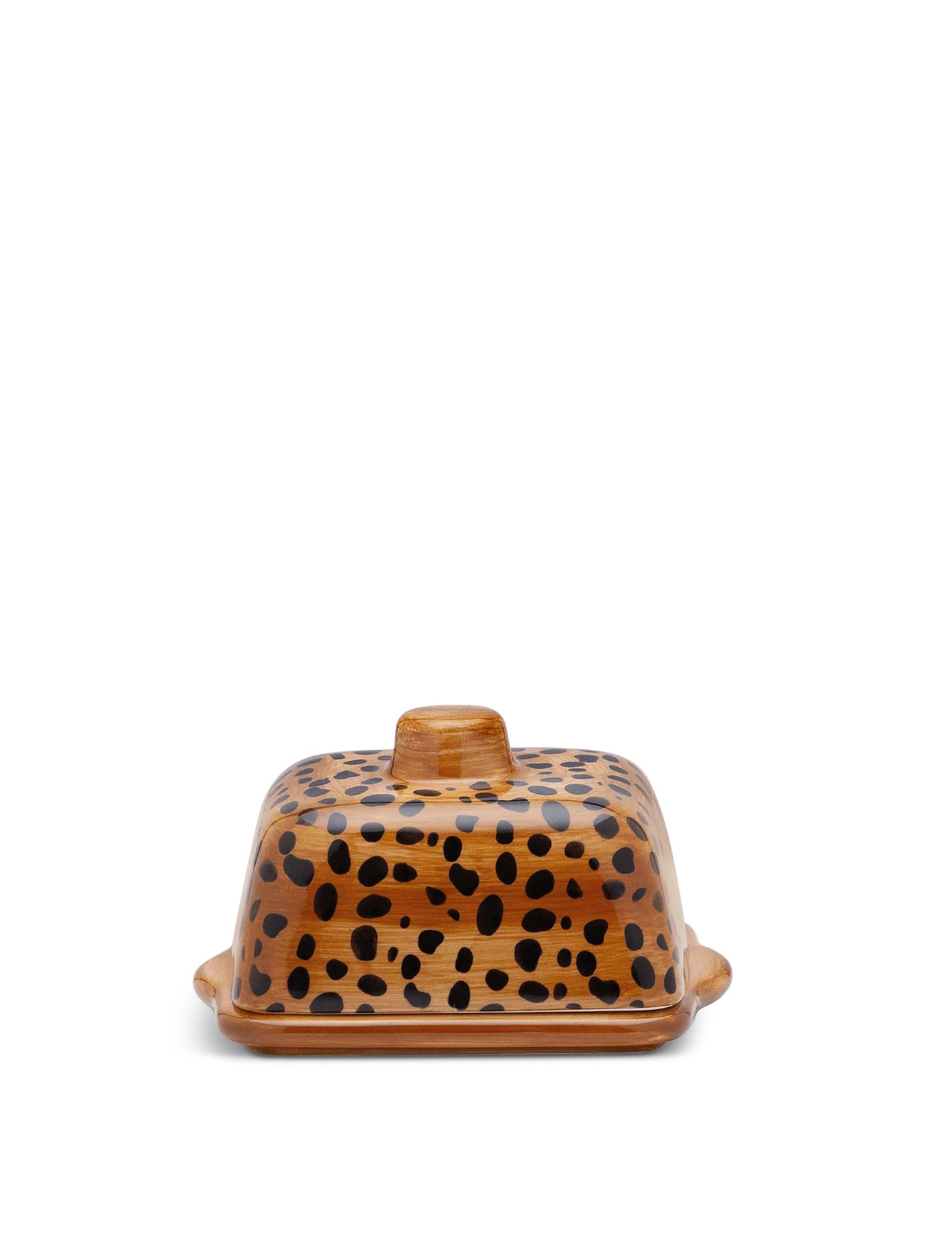 Brown Leopard Print Butter Dish