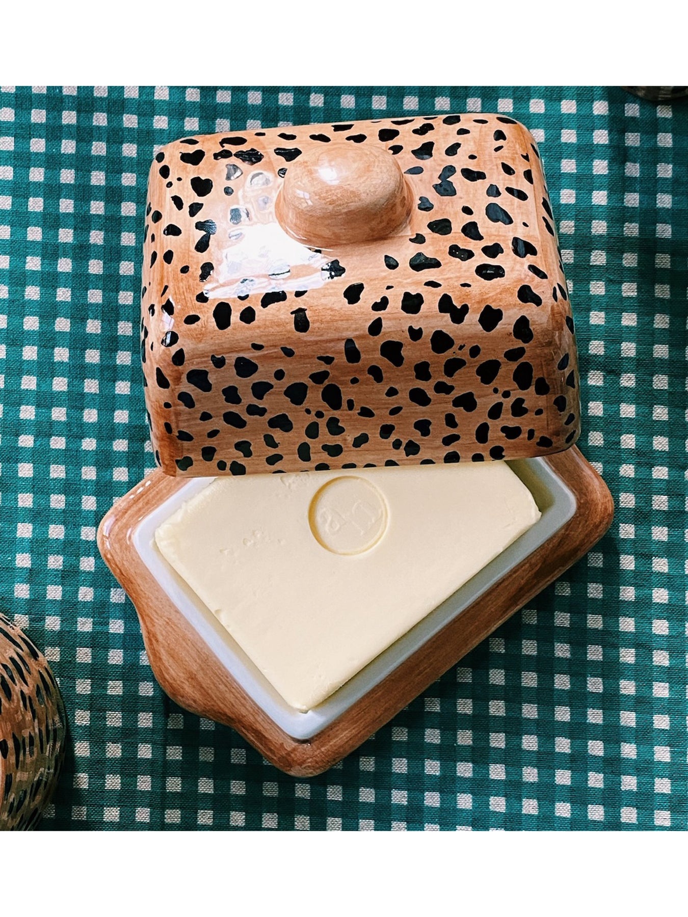 Brown Leopard Print Butter Dish