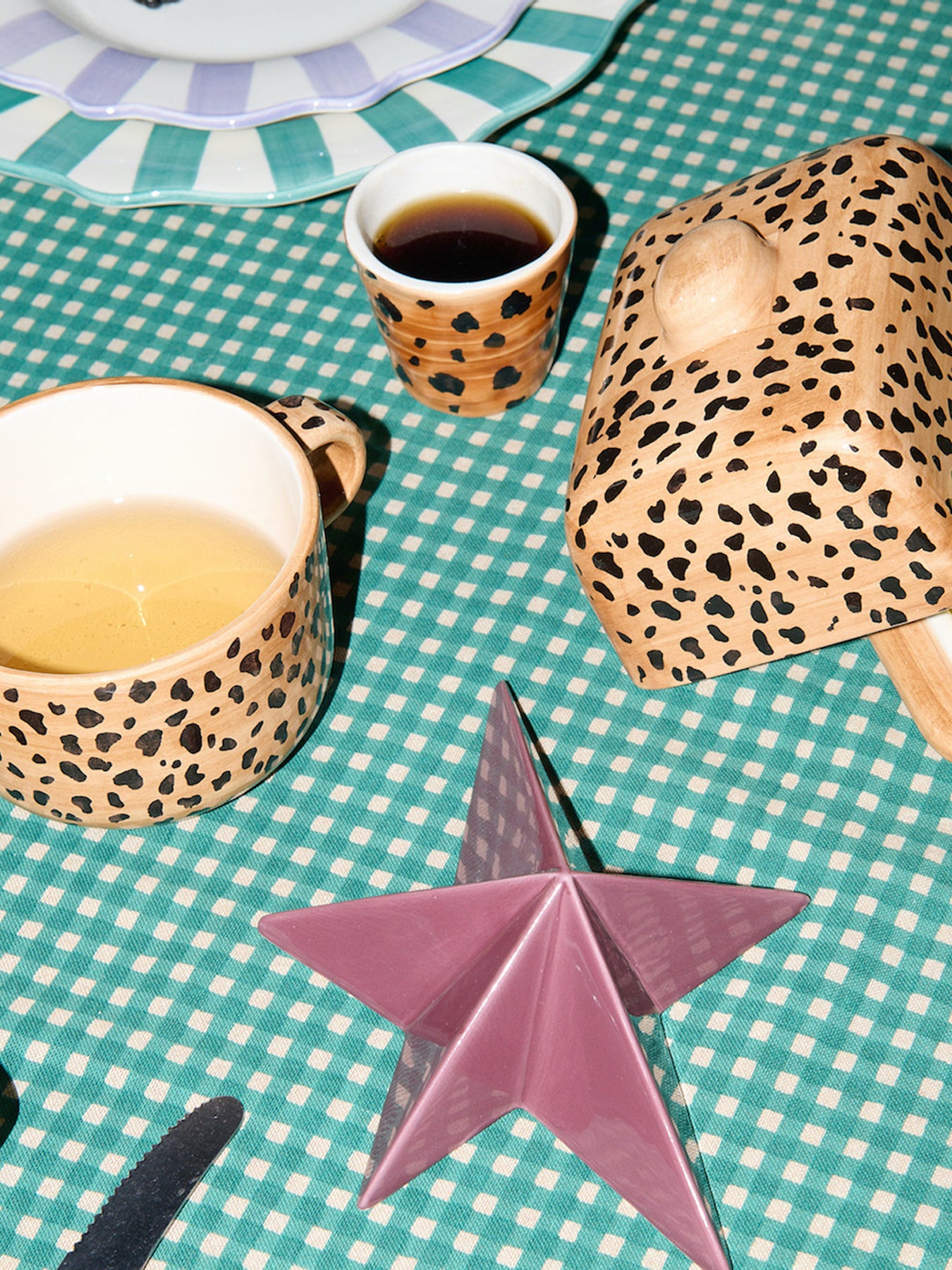 Brown Leopard Print Butter Dish