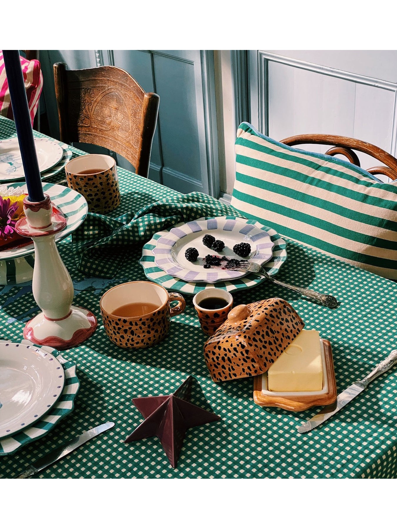 Brown Leopard Print Butter Dish