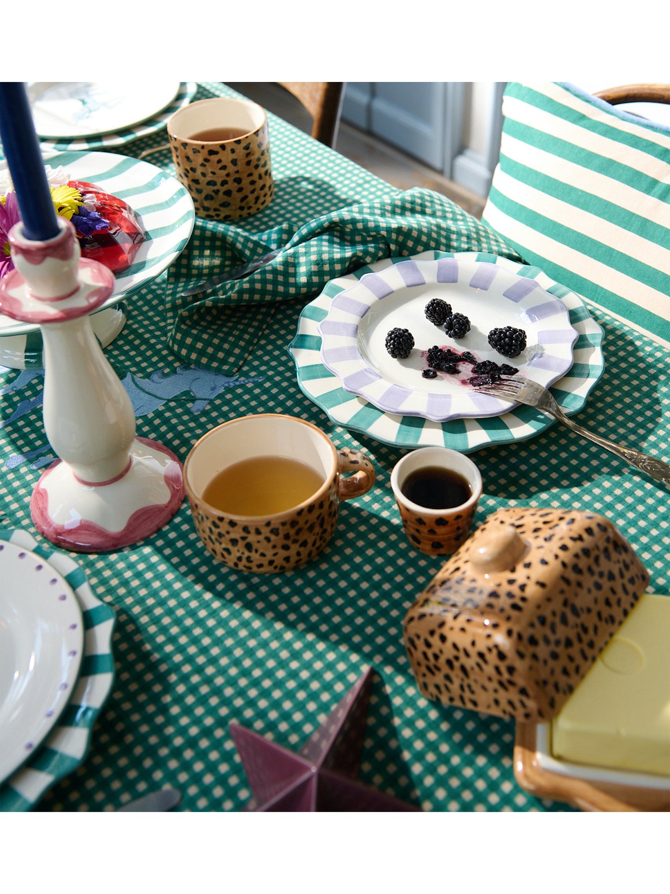 Brown Leopard Print Butter Dish