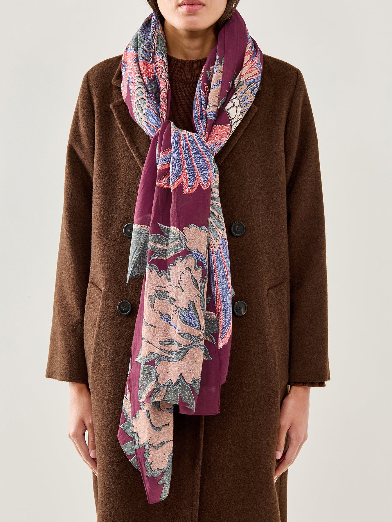 Crane Plum Scarf