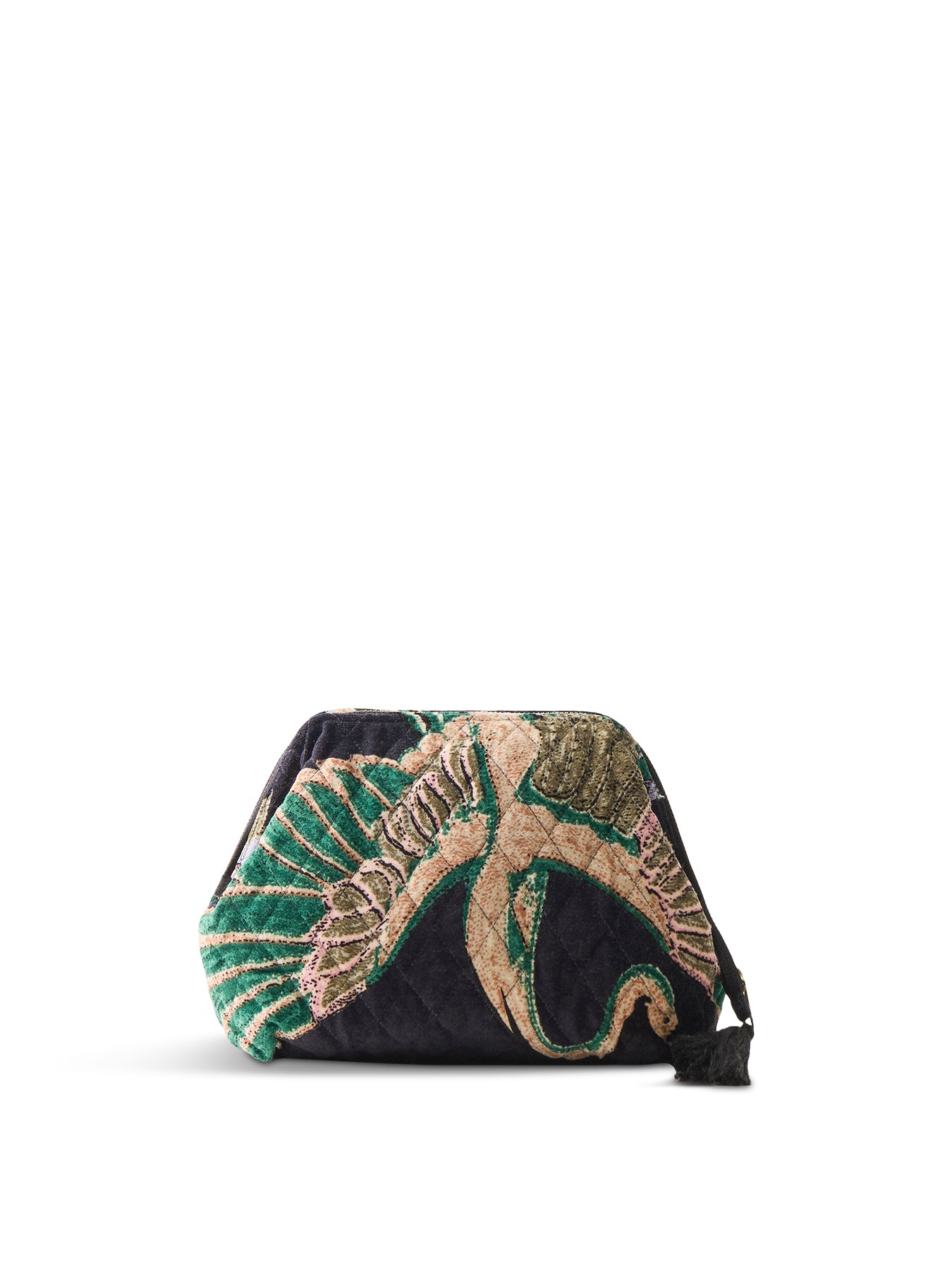 Crane Velvet Pouch Emerald