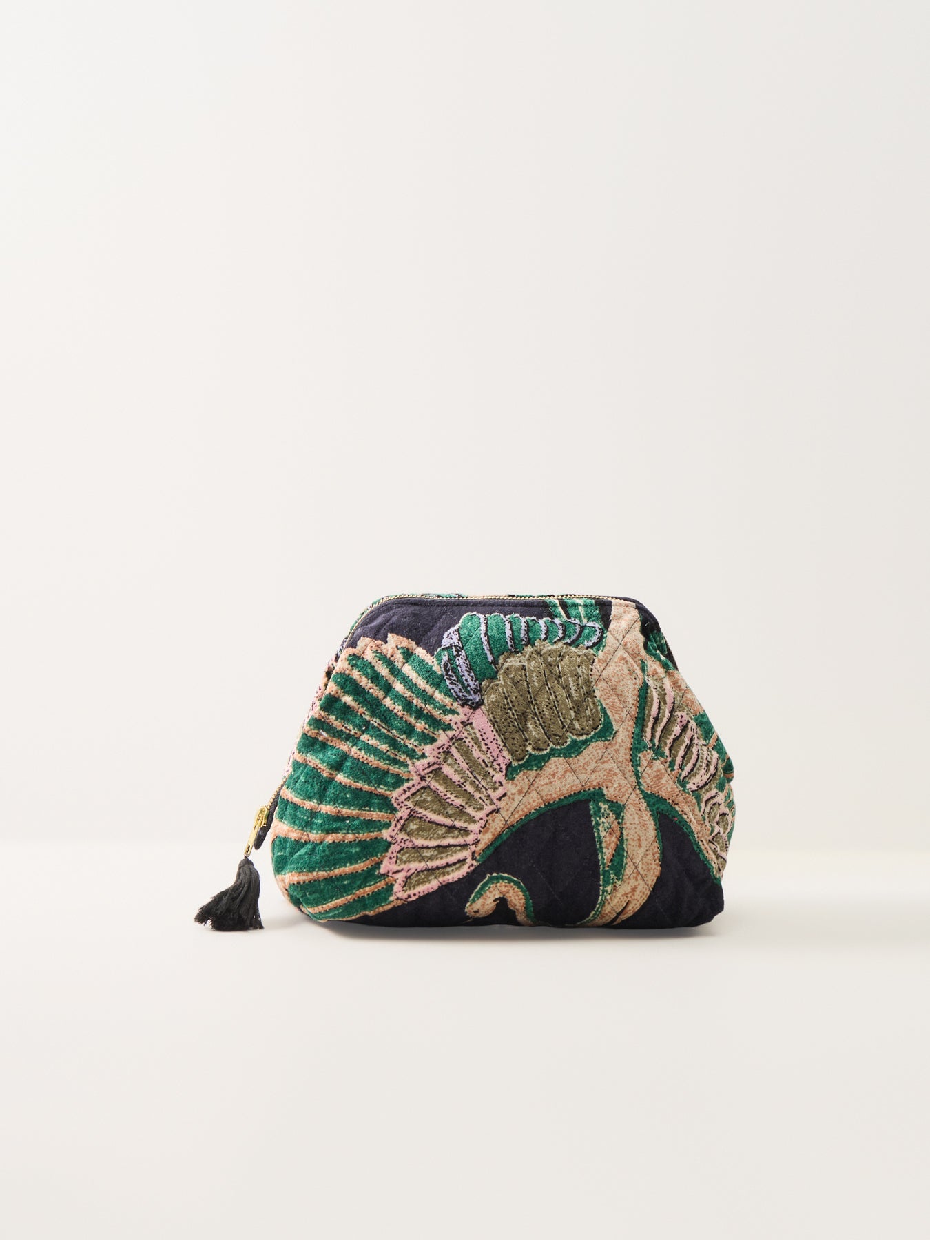 Crane Velvet Pouch Emerald