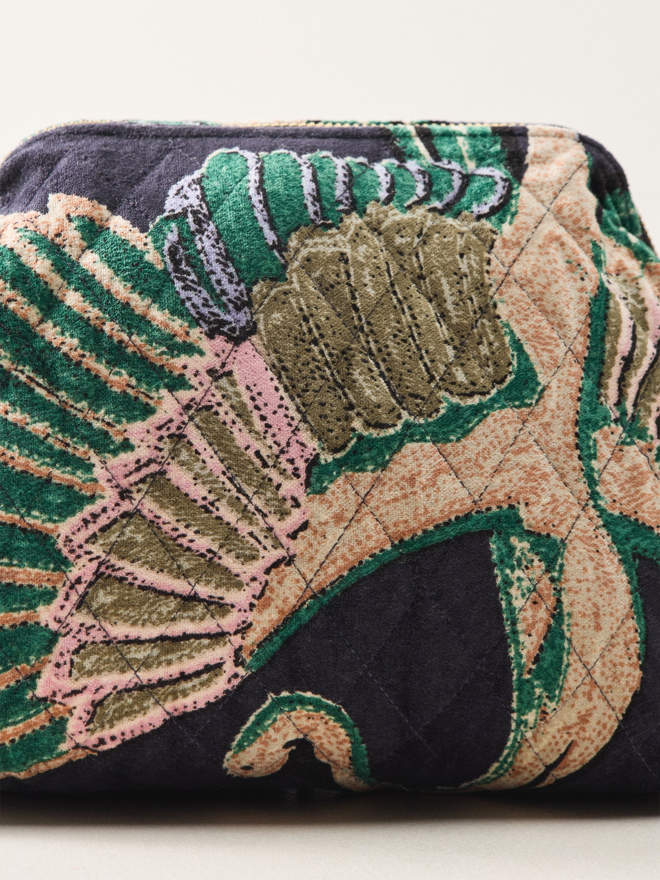 Crane Velvet Pouch Emerald