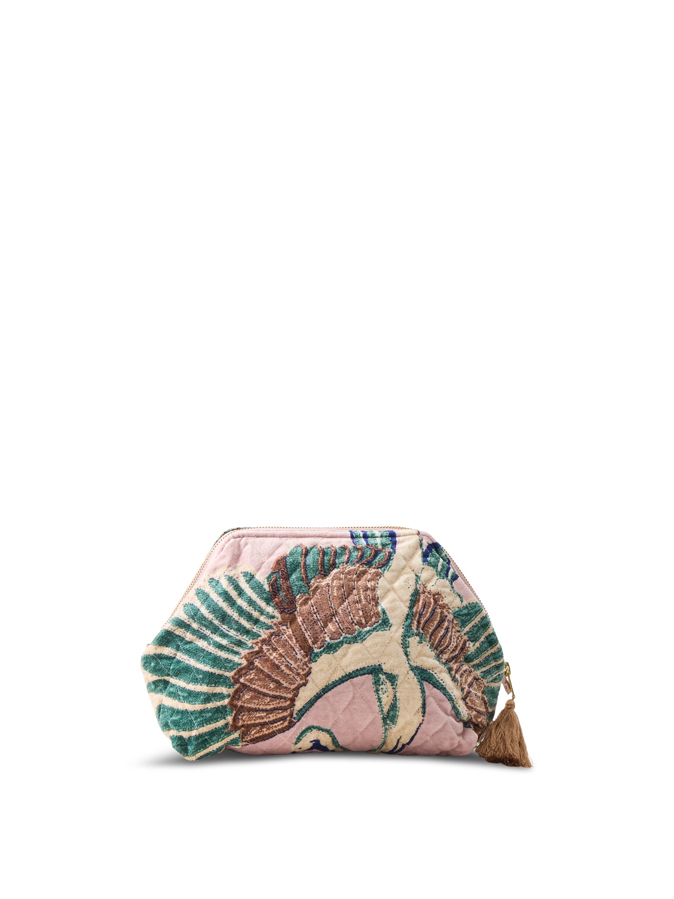 Crane Velvet Pouch Pink