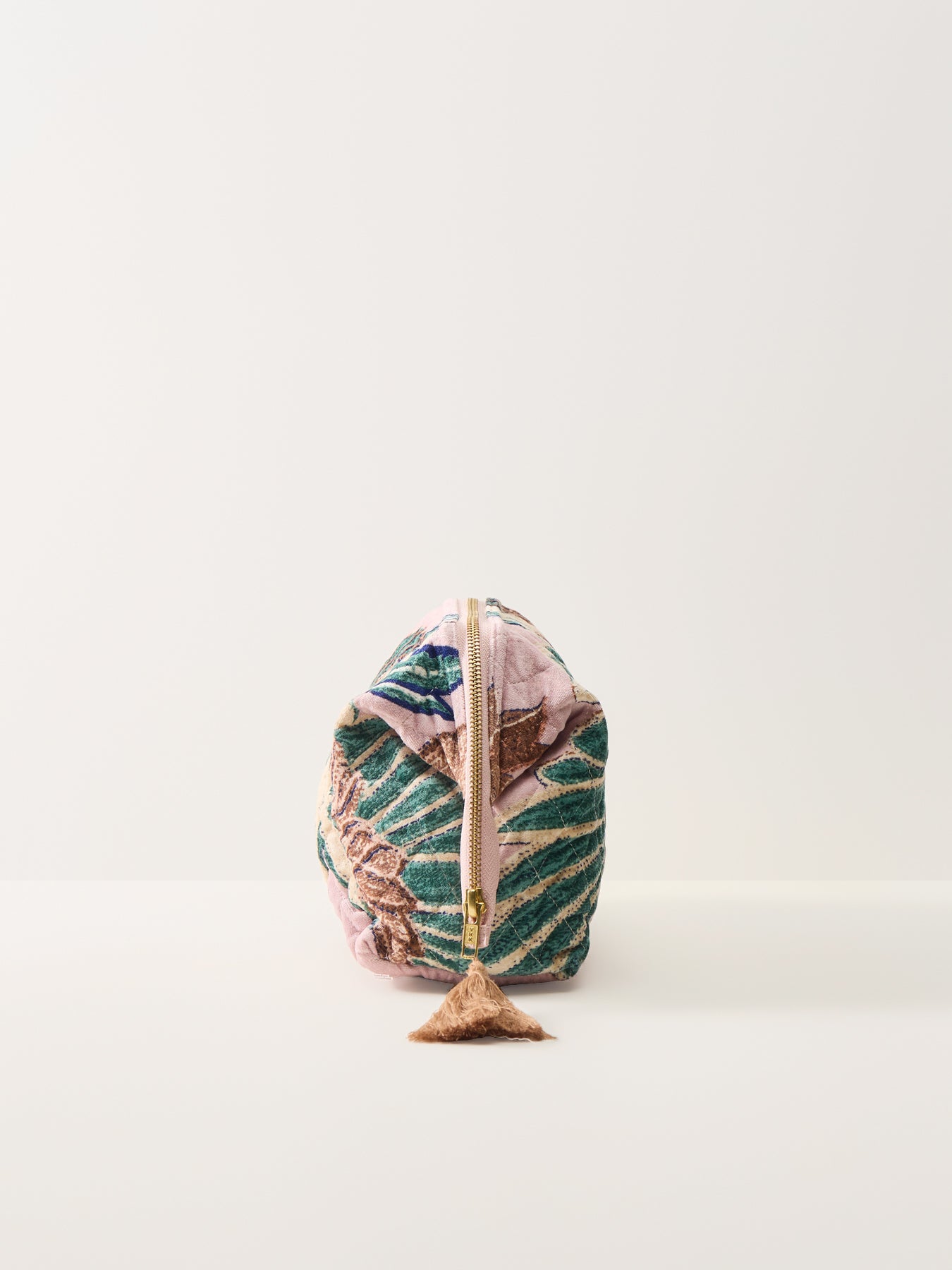 Crane Velvet Pouch Pink