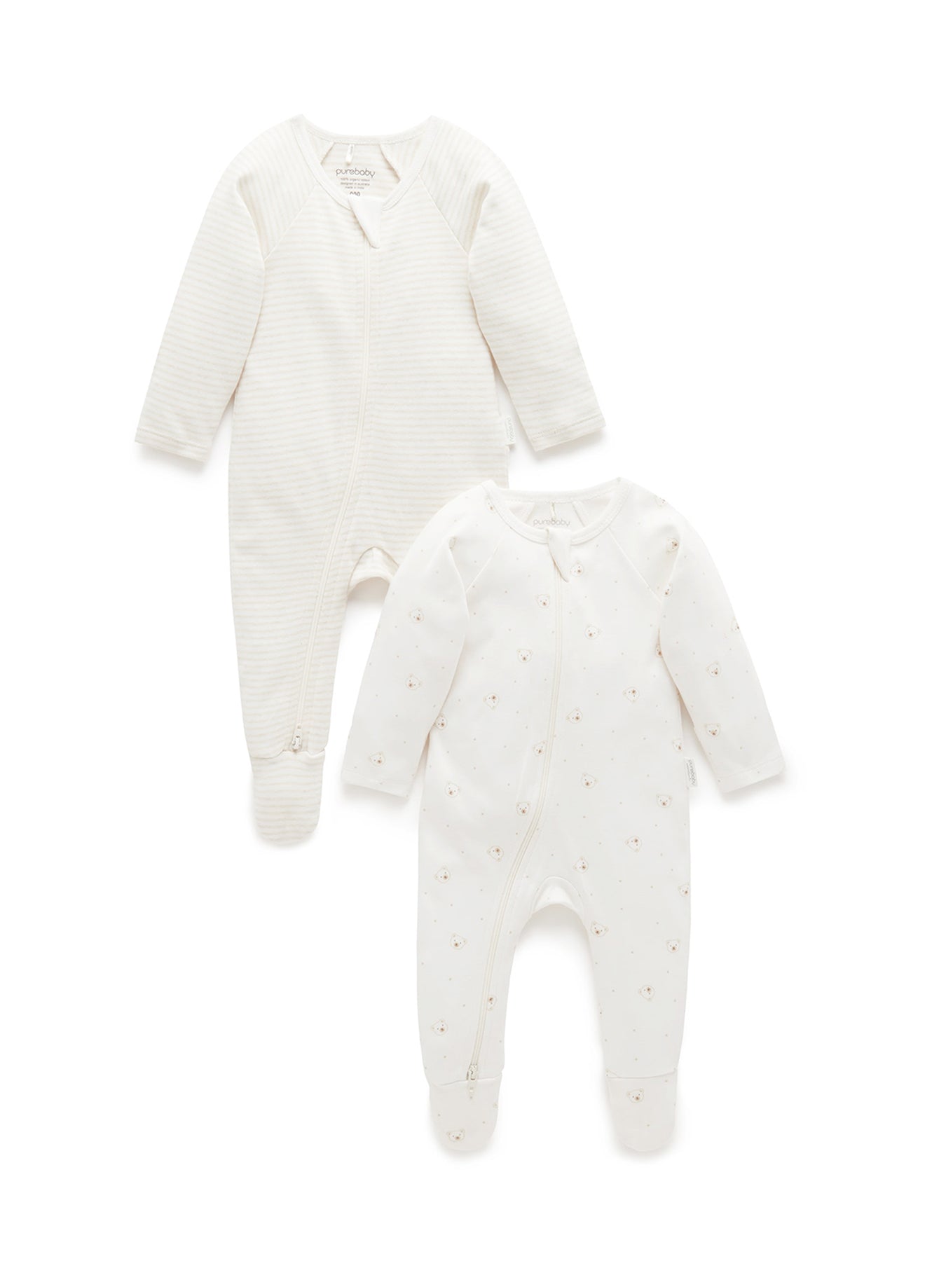 2 Pack Zip Growsuits Pale Blue