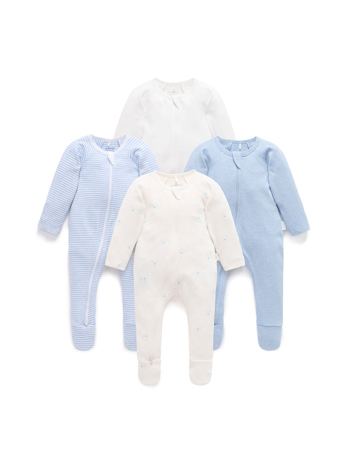 4 Pack Zip Organic Cotton Growsuit