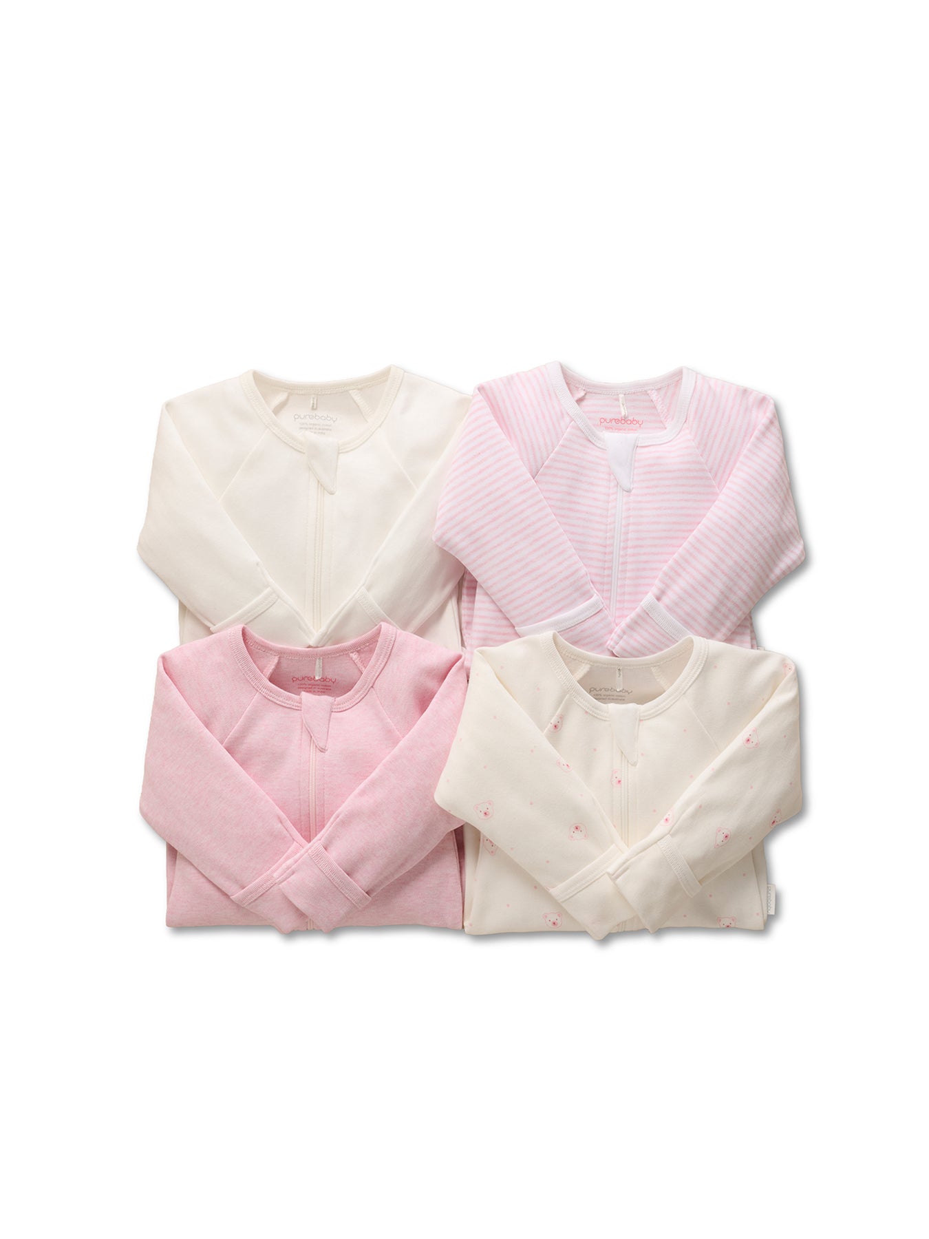 4 Pack Zip Organic Cotton Growsuit