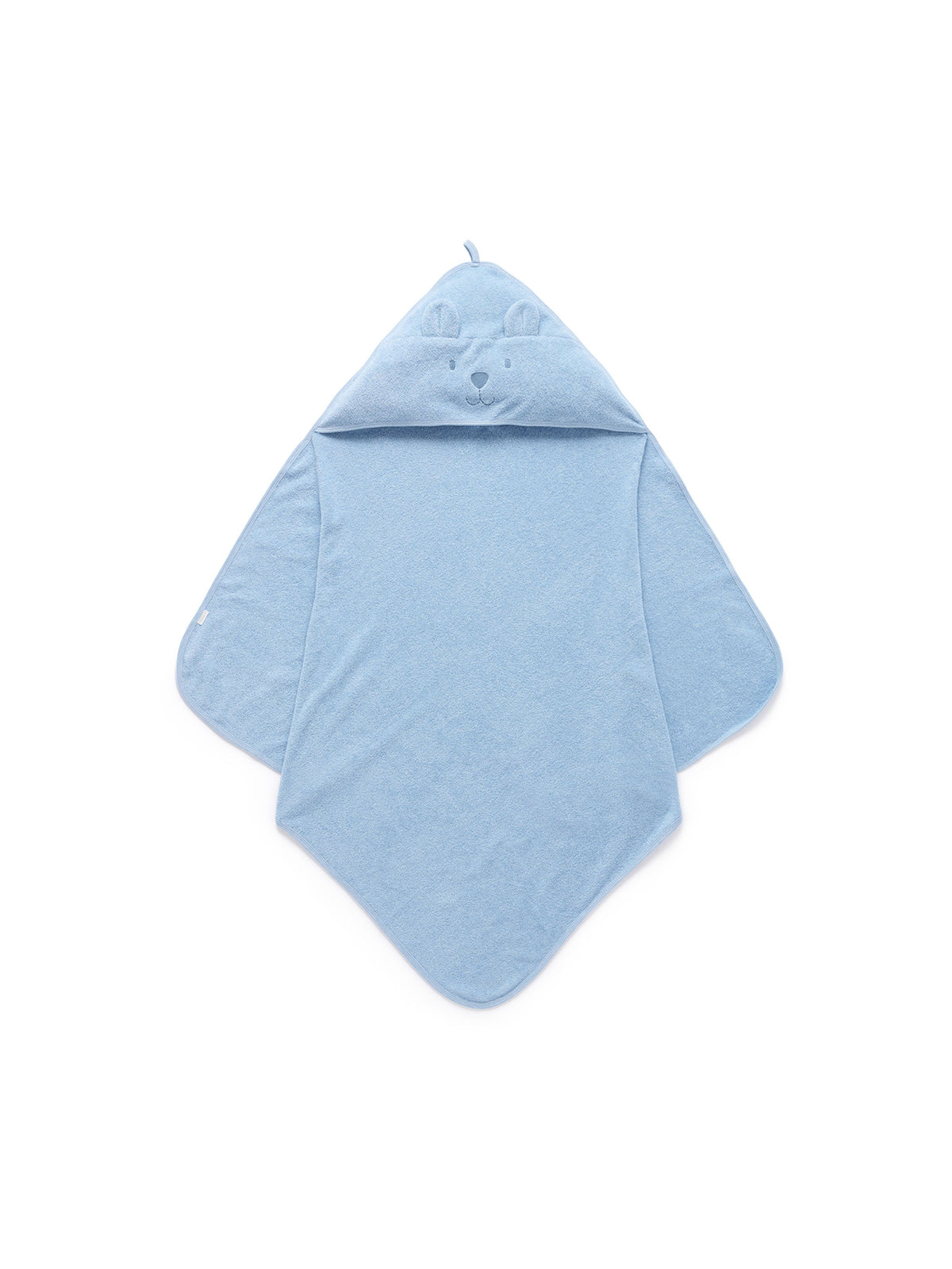 Purebaby Essential Bear Towel Pale Blue Melange