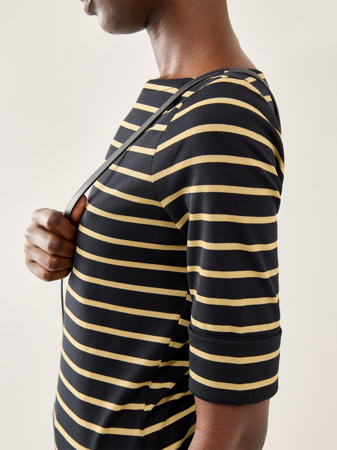 Judy Mid Sleeve T-Shirt Black