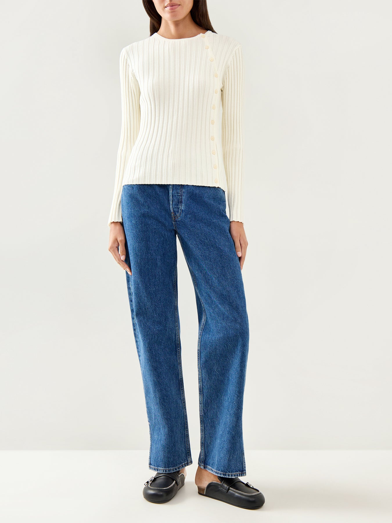 Helen Knit Button Top Beige