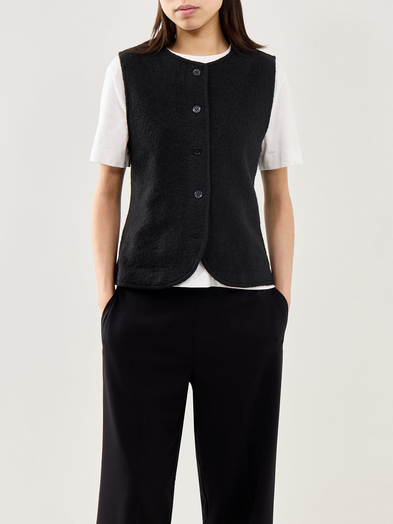 Darla Knit Button Vest Black