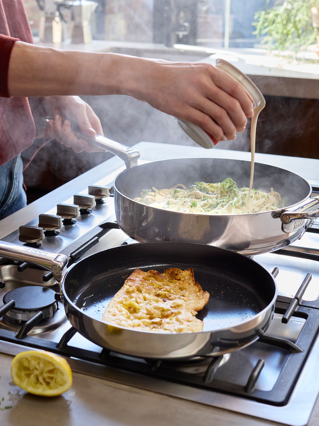 Space Steel Stainless Steel Set of 2 Fry Pan Set