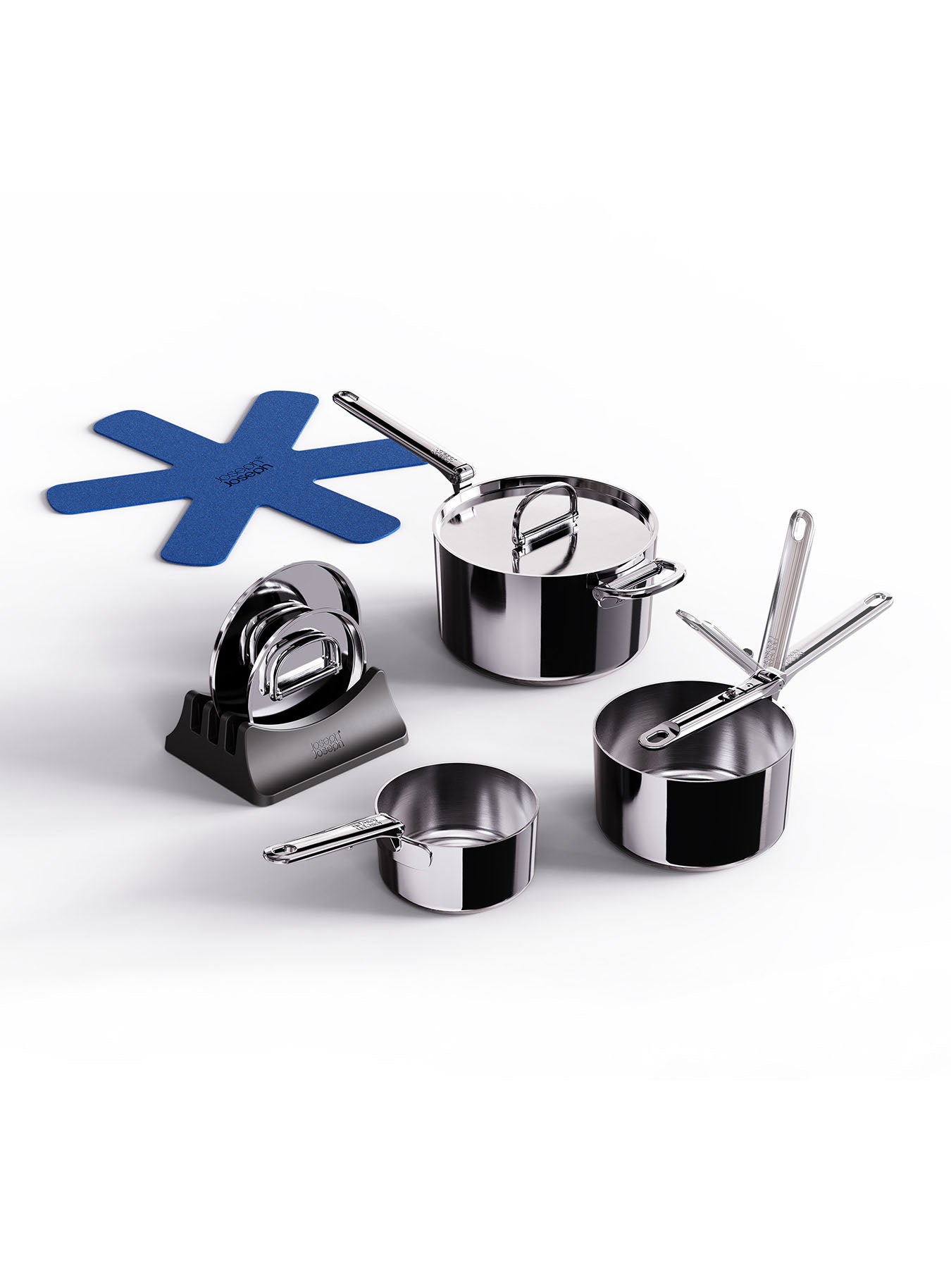 Space Steel 3 Piece Stainless Steel Saucepan Set