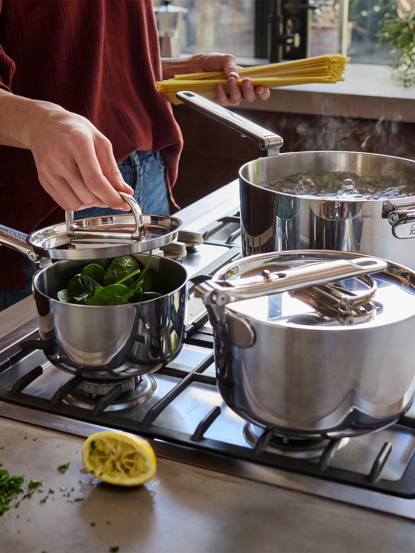 Space Steel 5 Piece Stainless Steel Saucepan Set