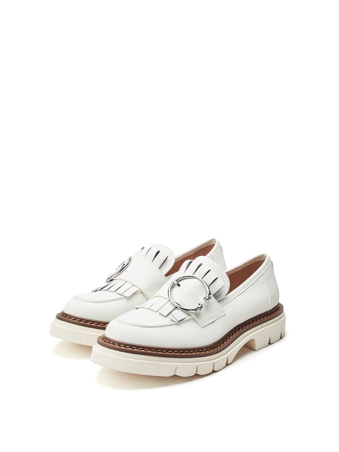 White Dallia Chunky Tassel Loafers