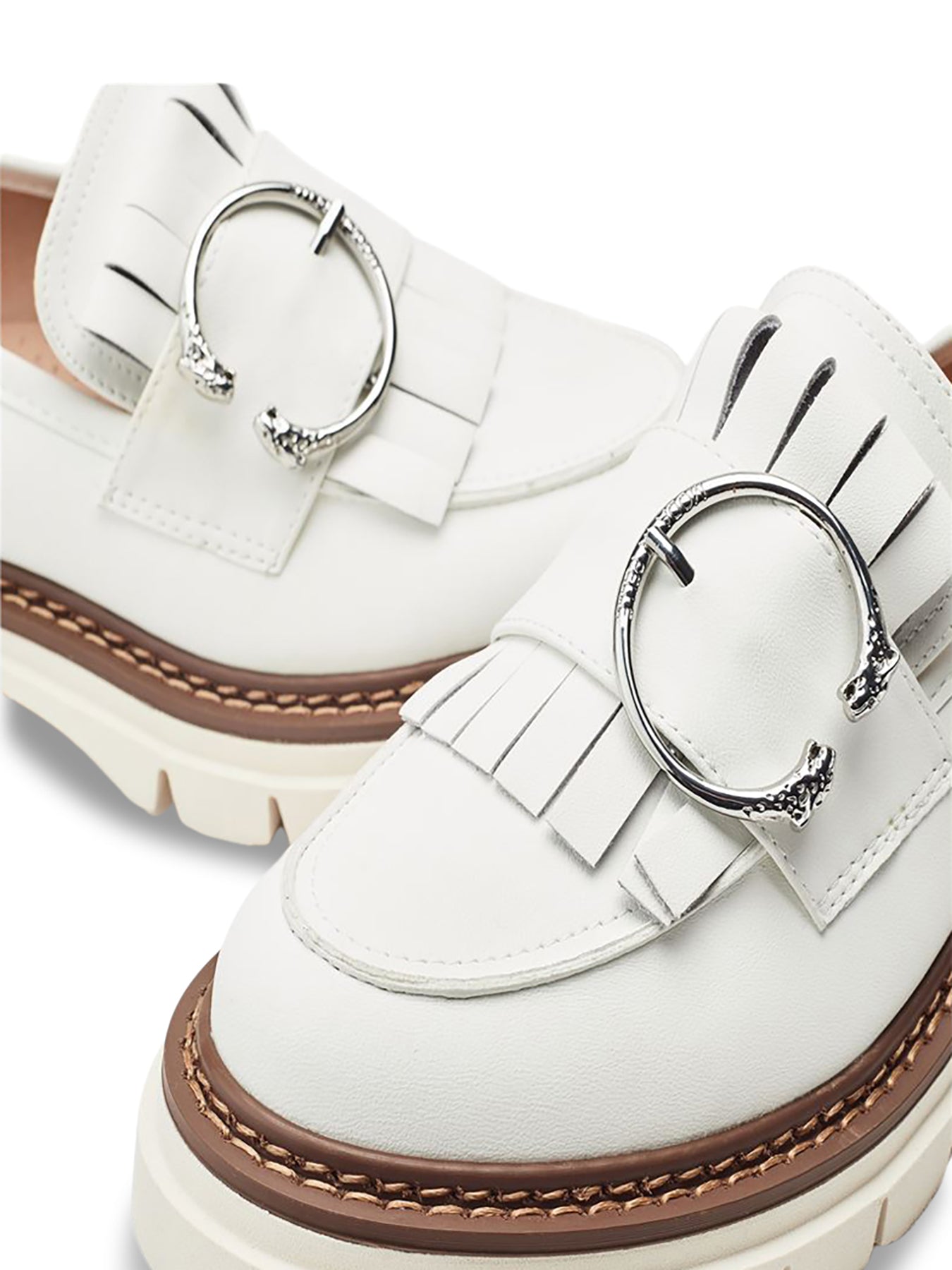 White Dallia Chunky Tassel Loafers
